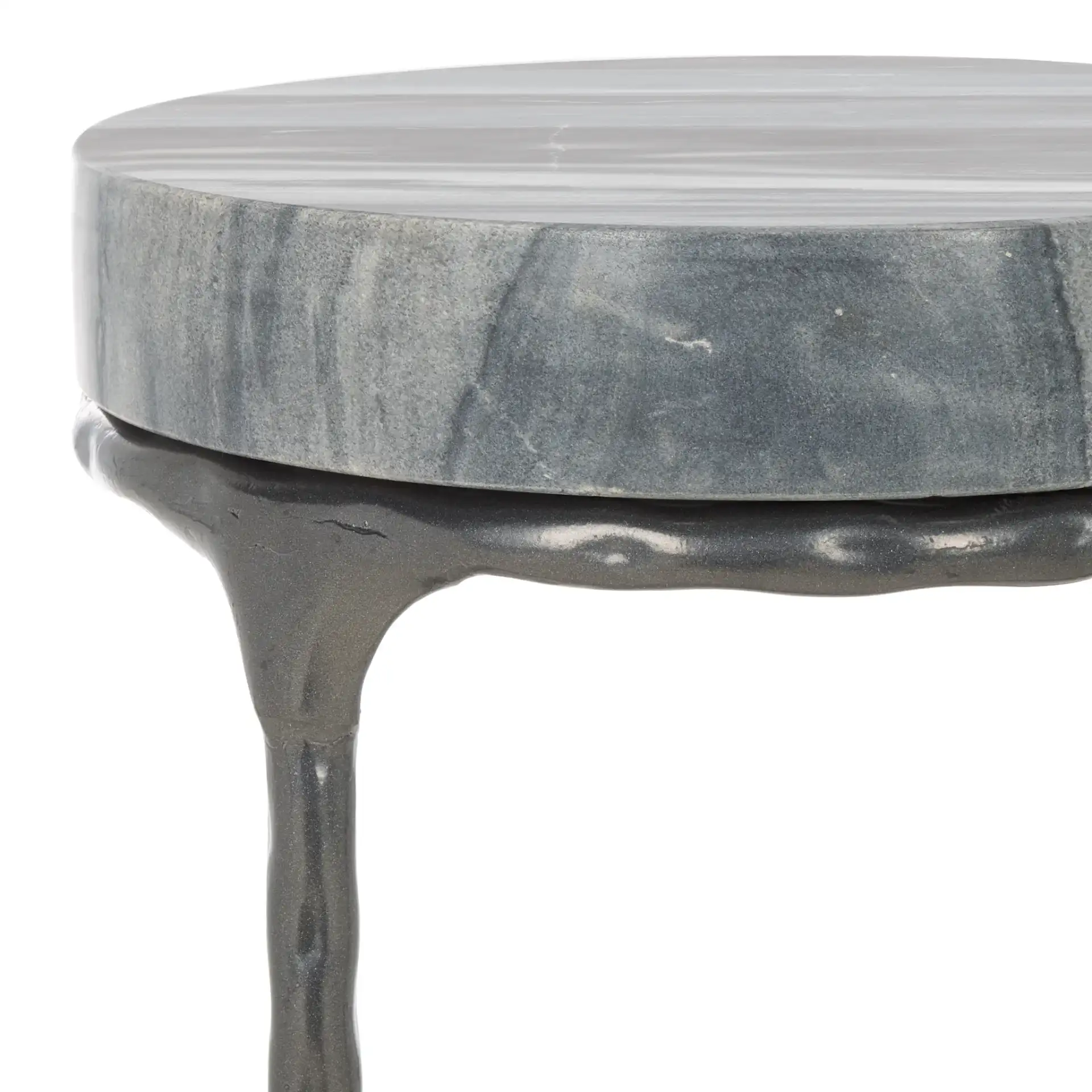 Castiel Hammered Side Table in Gray Marble in a styled room