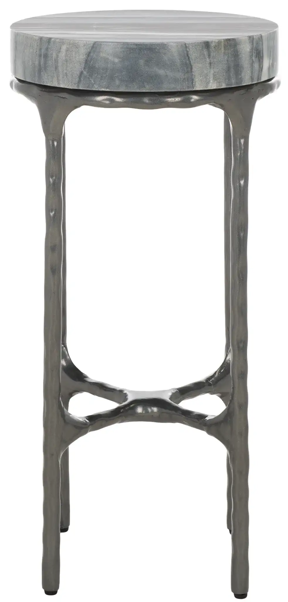 Castiel Hammered Side Table in Gray Marble