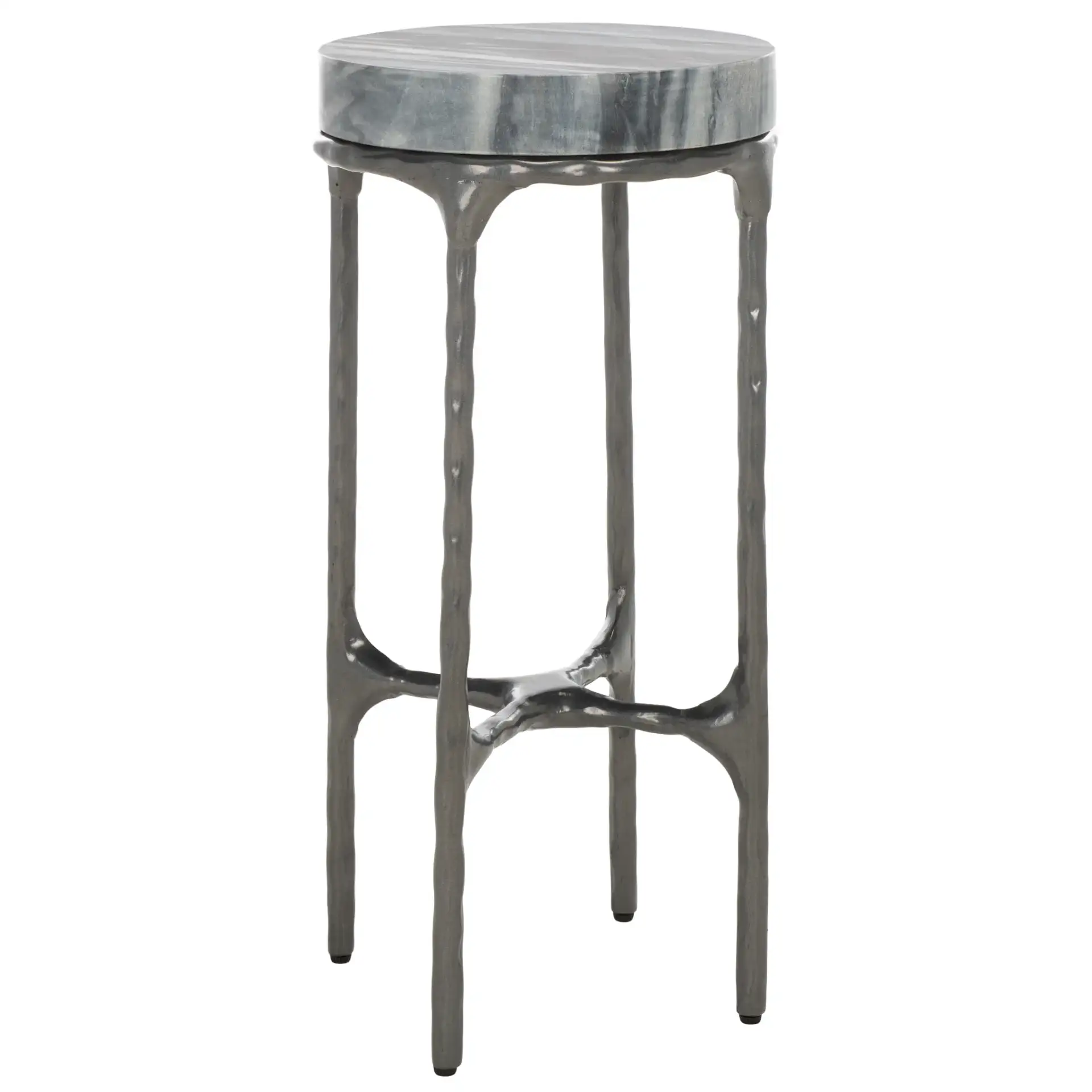 Castiel Hammered Side Table in Gray Marble, detail view