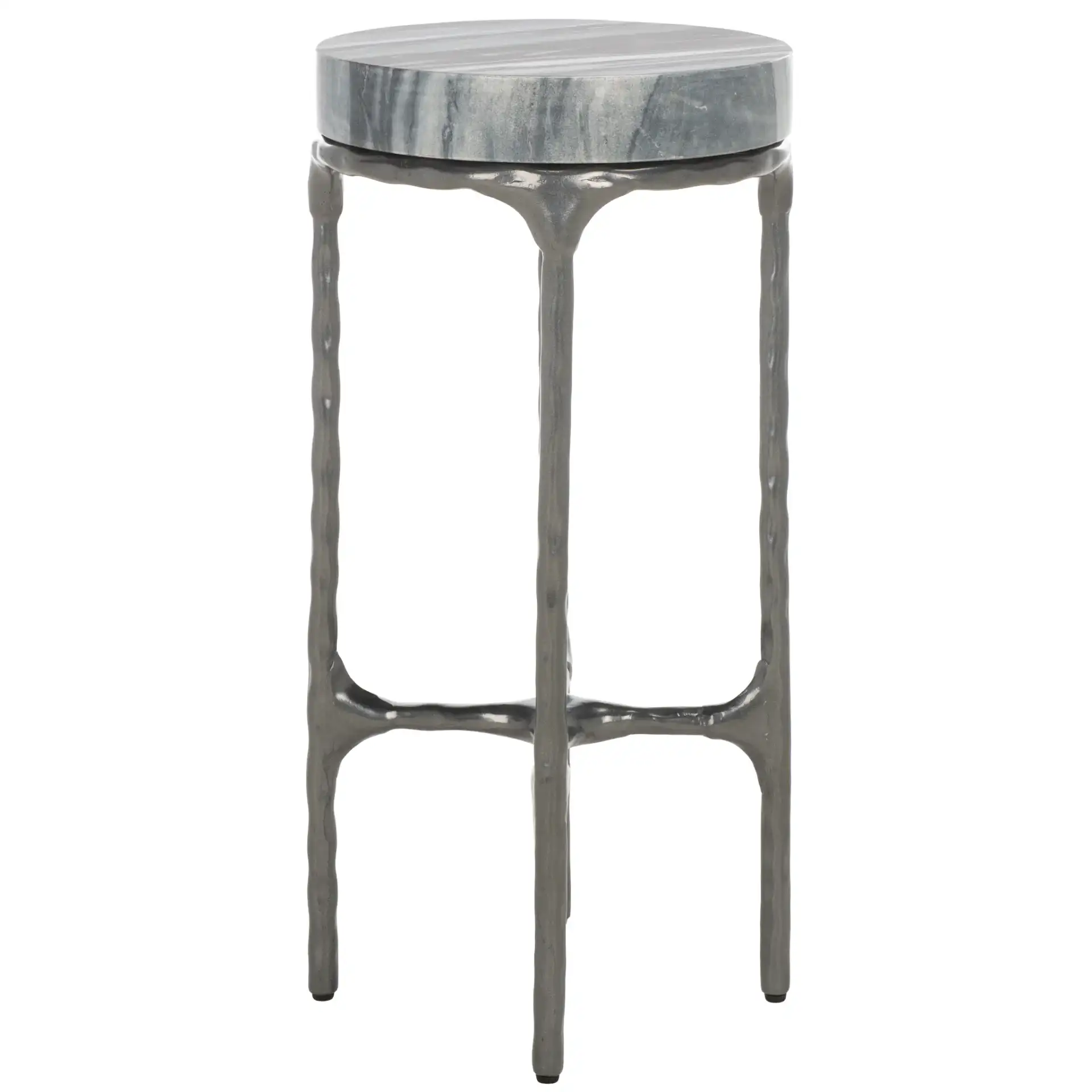 Castiel Hammered Side Table in Gray Marble, detail view