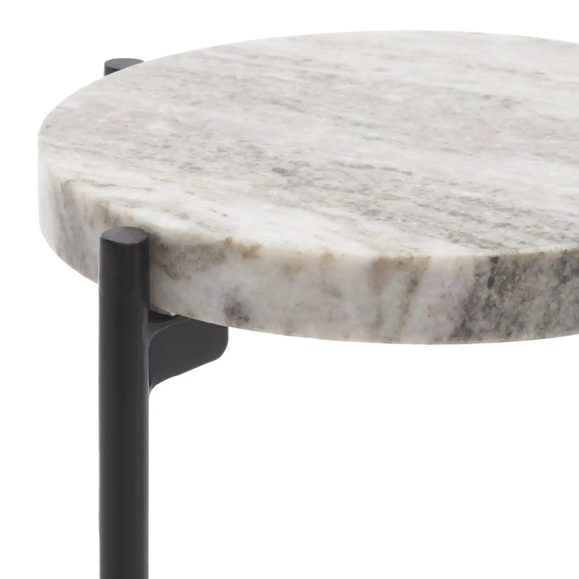 Hames Drink Table in Sand Brown Marble / Black in a styled room