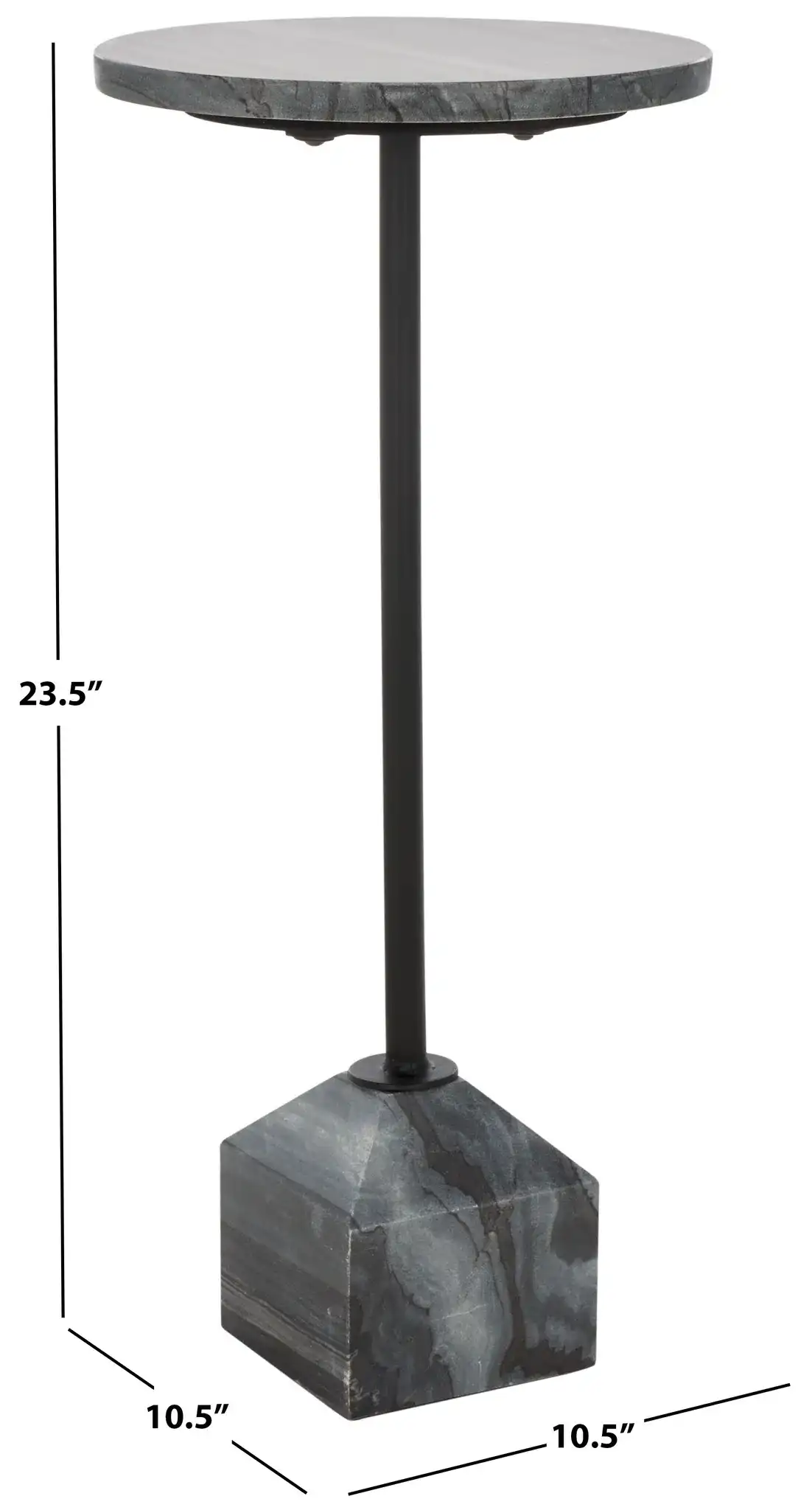 Sumer Drink Table in Gray Marble / Black, detail view