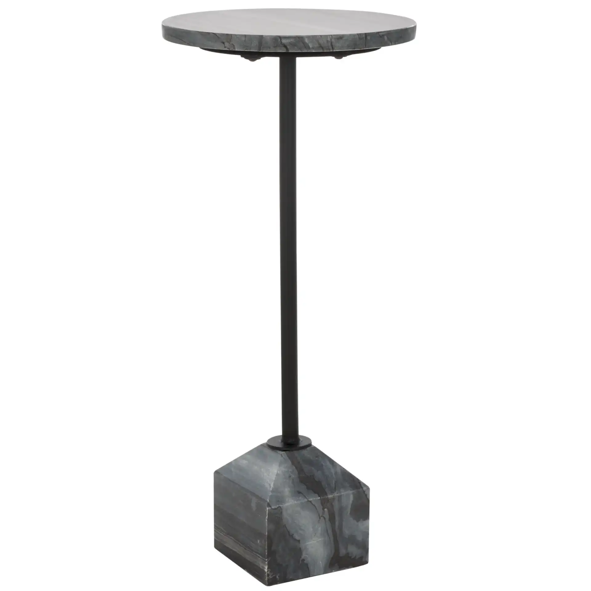 Sumer Drink Table in Gray Marble / Black, detail view