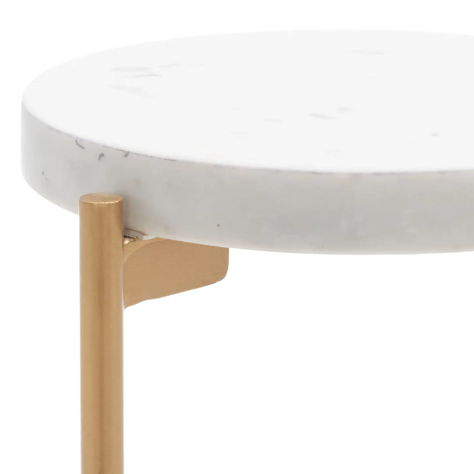 Branwen Drink Table in White Marble / Gold in a styled room
