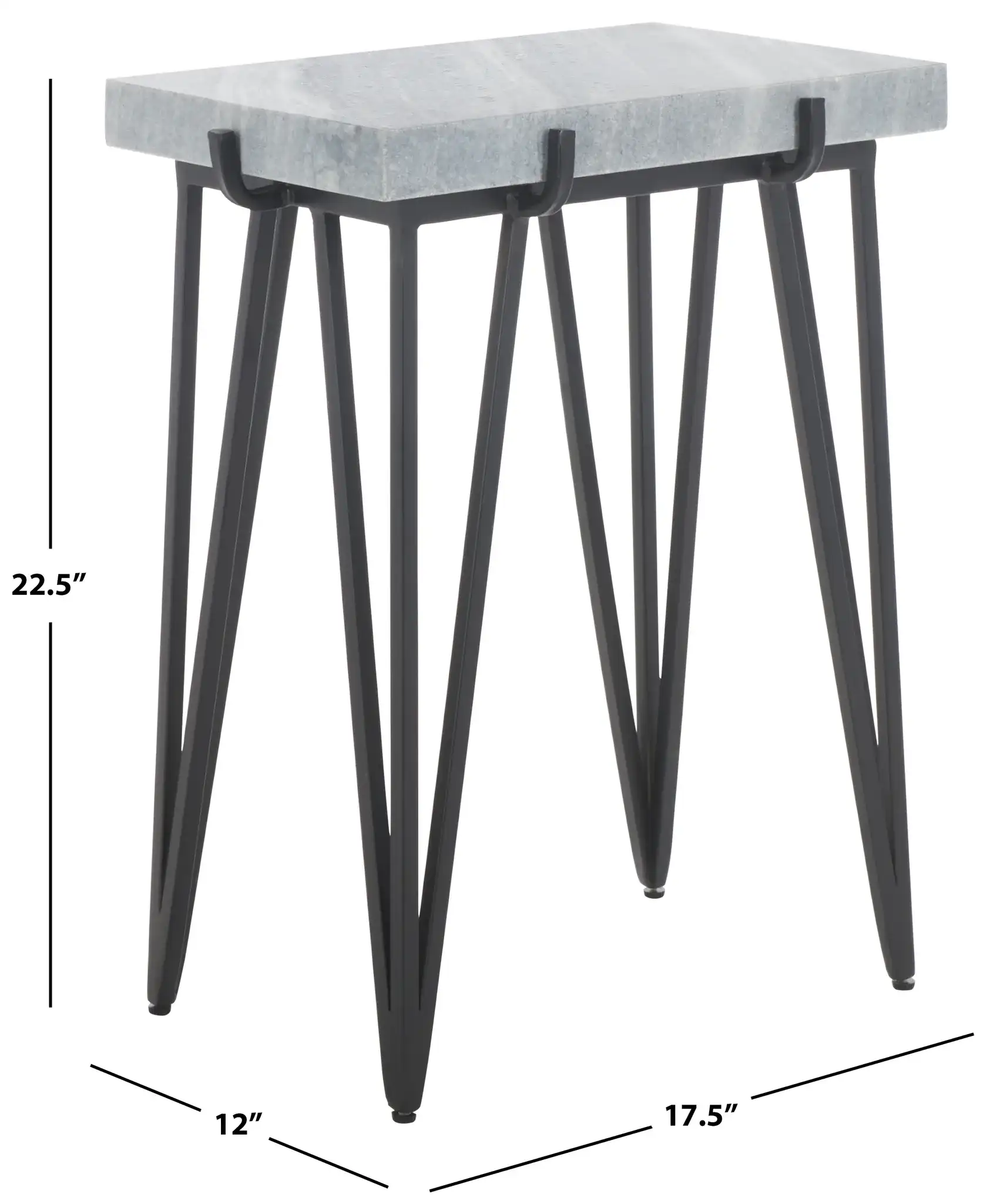 Rolf Marble Side Table in Gray White / Black, detail view
