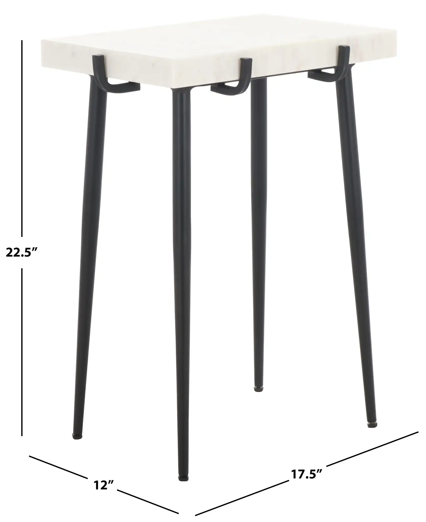 Bremen Marble Side Table in White / Black, detail view