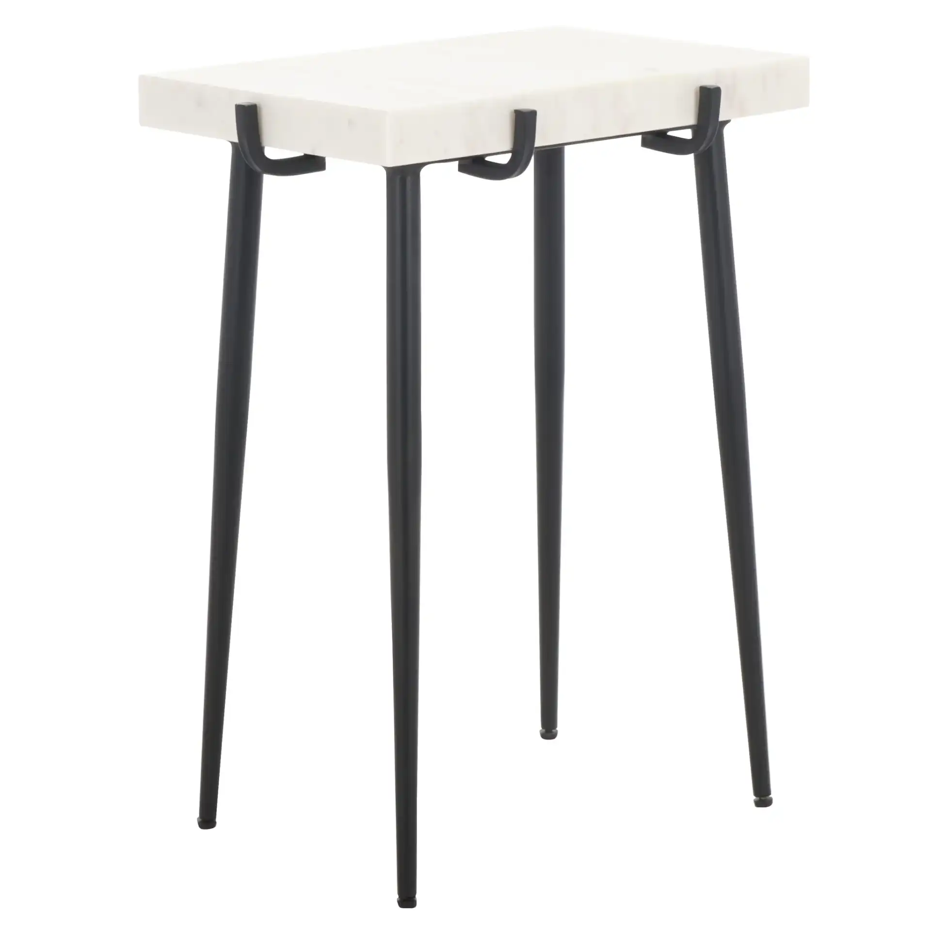 Bremen Marble Side Table in White / Black, detail view