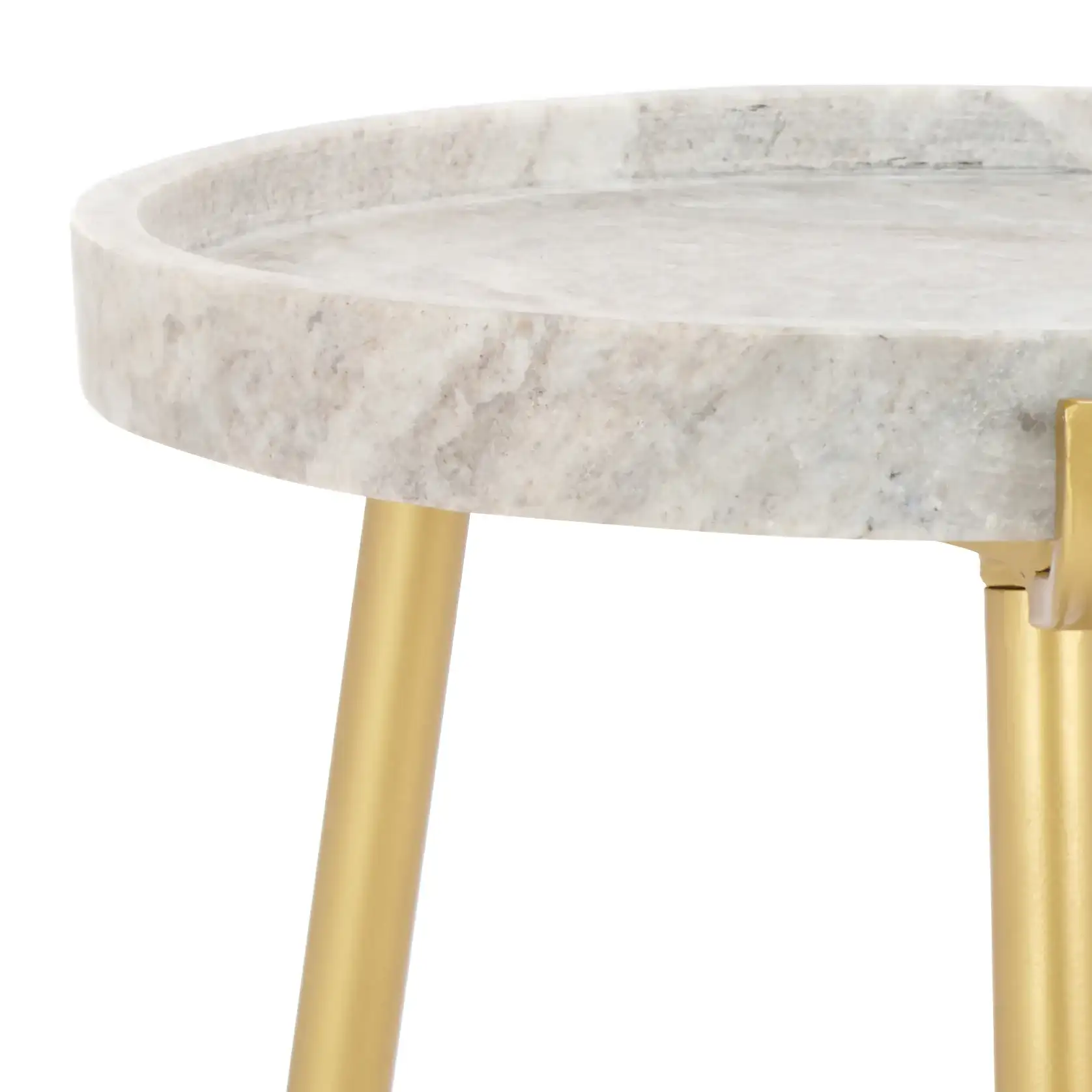 Bonn Marble Side Table in Brown Gray / Gold in a styled room