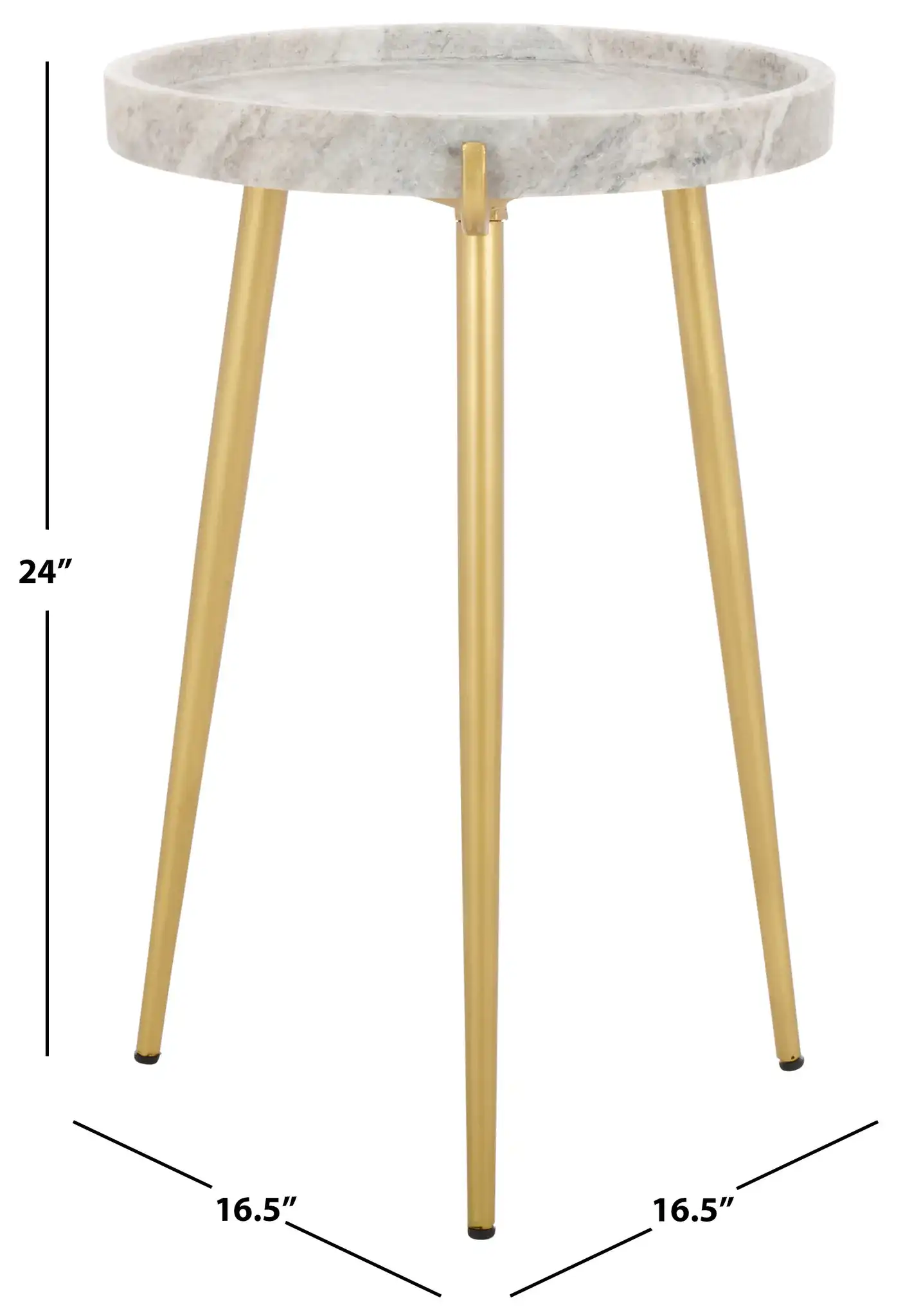 Bonn Marble Side Table in Brown Gray / Gold, detail view