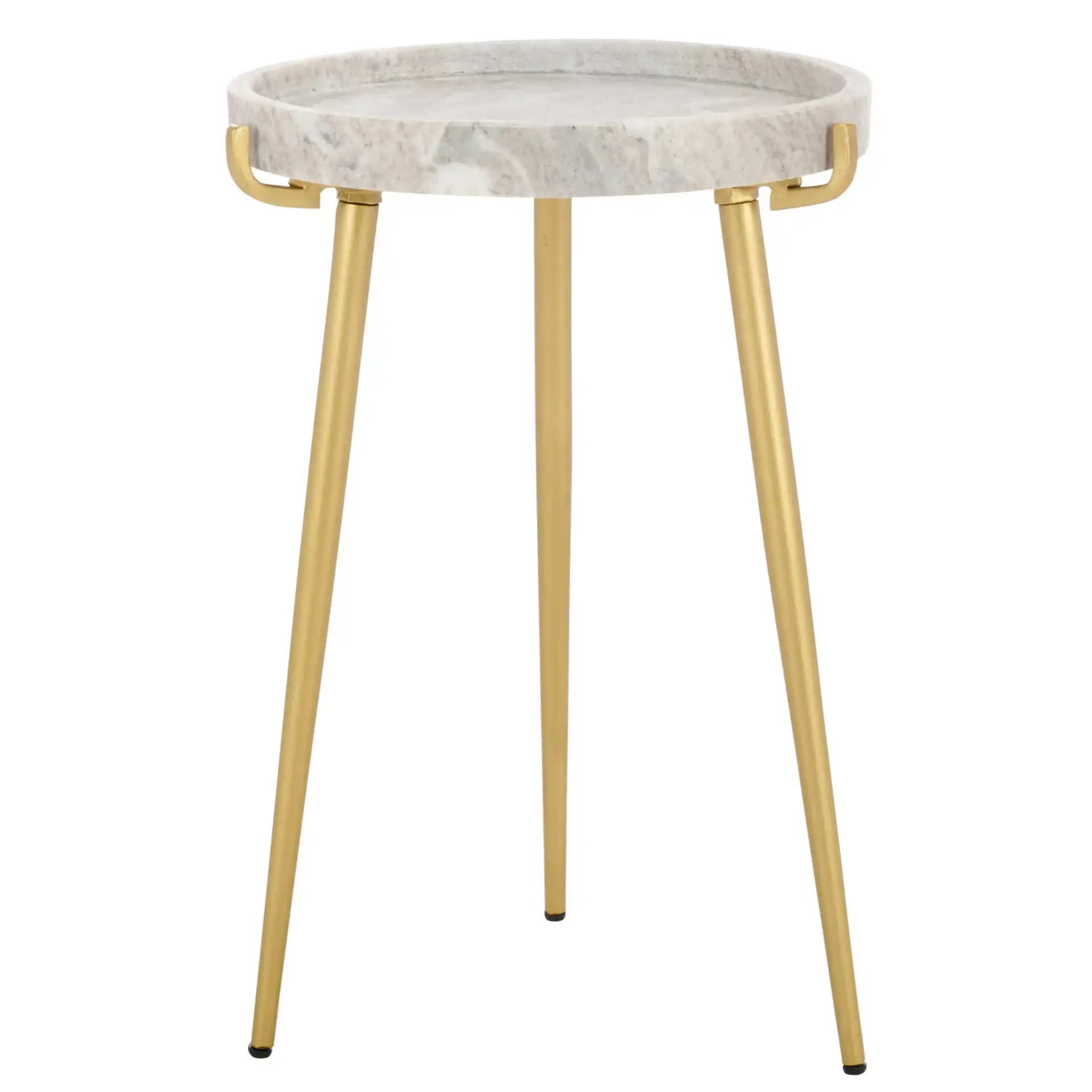 Bonn Marble Side Table in Brown Gray / Gold, detail view