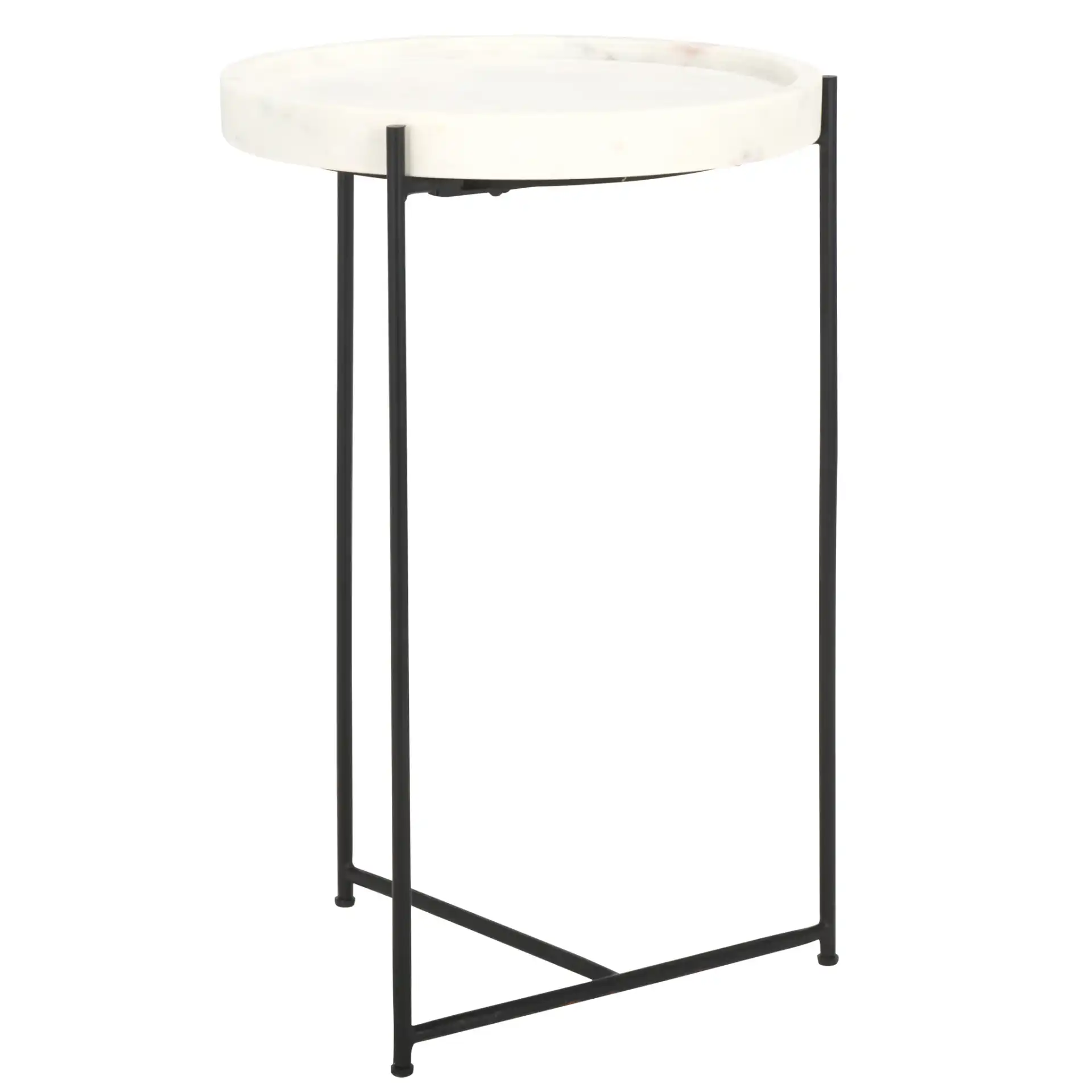 Bavaria Marble Side Table in White / Black, detail view