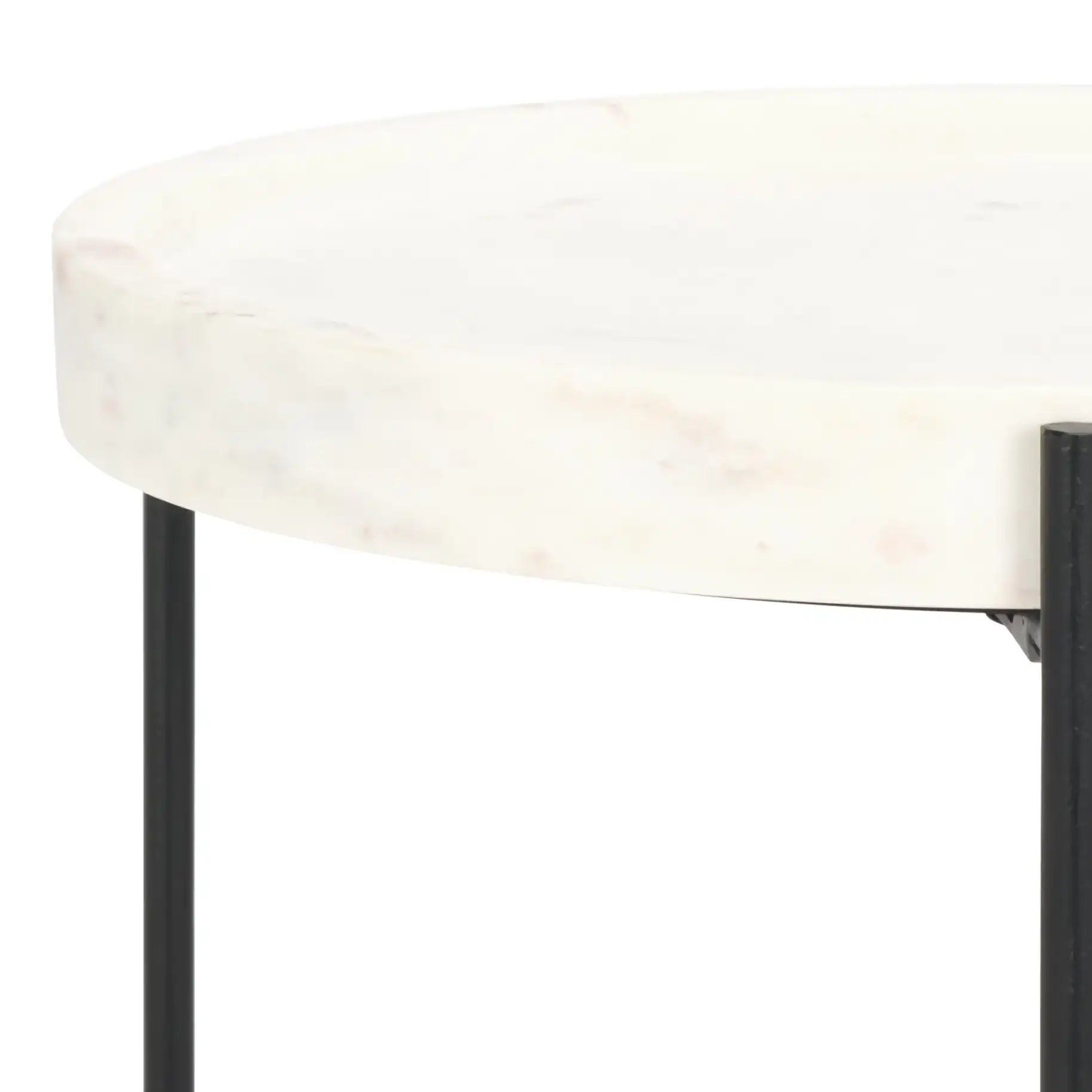 Bavaria Marble Side Table in White / Black in a styled room