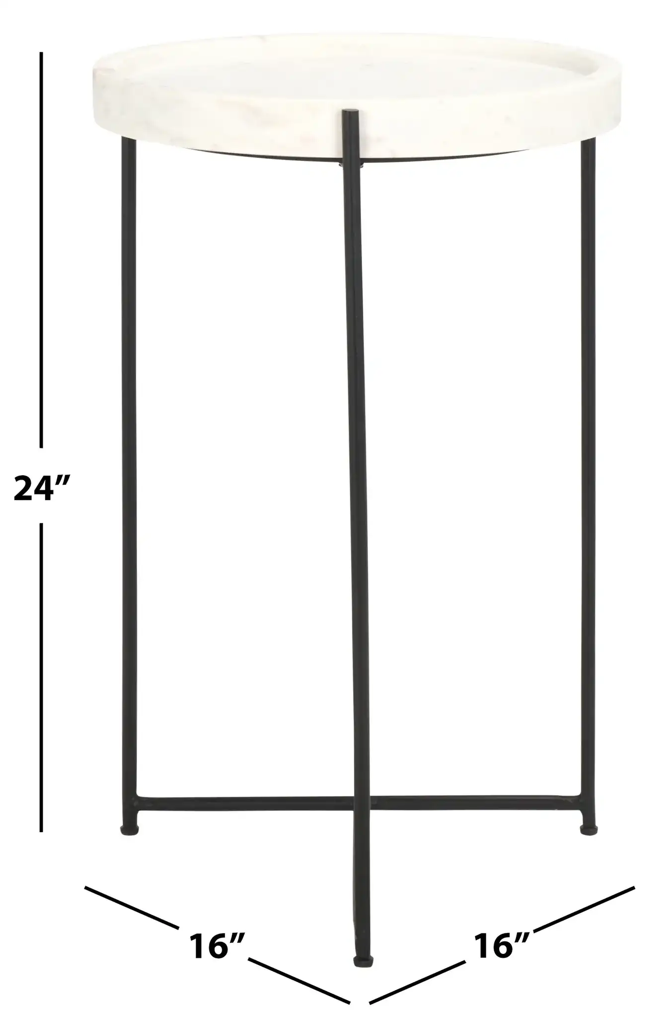 Bavaria Marble Side Table in White / Black, detail view