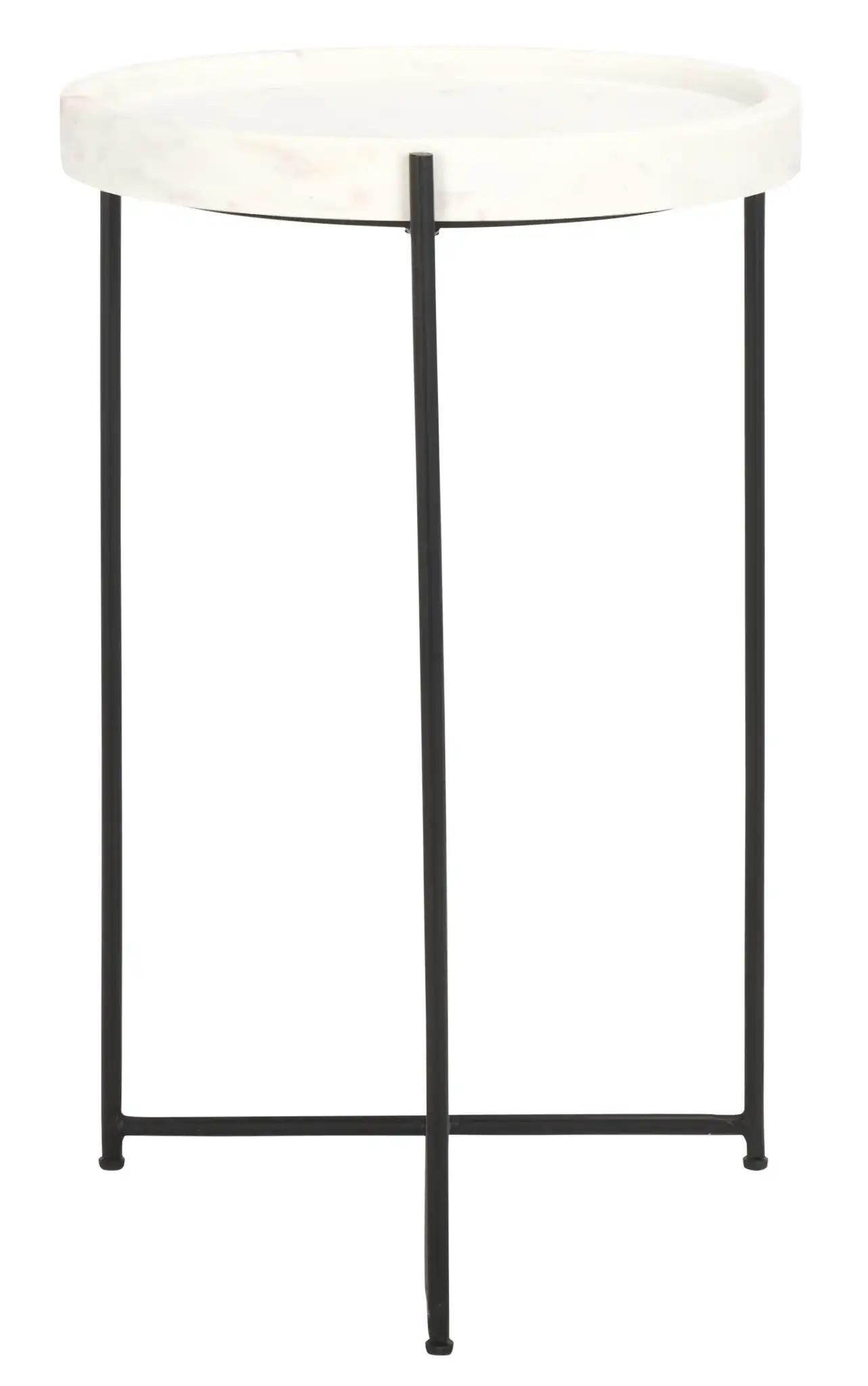 Bavaria Marble Side Table in White / Black