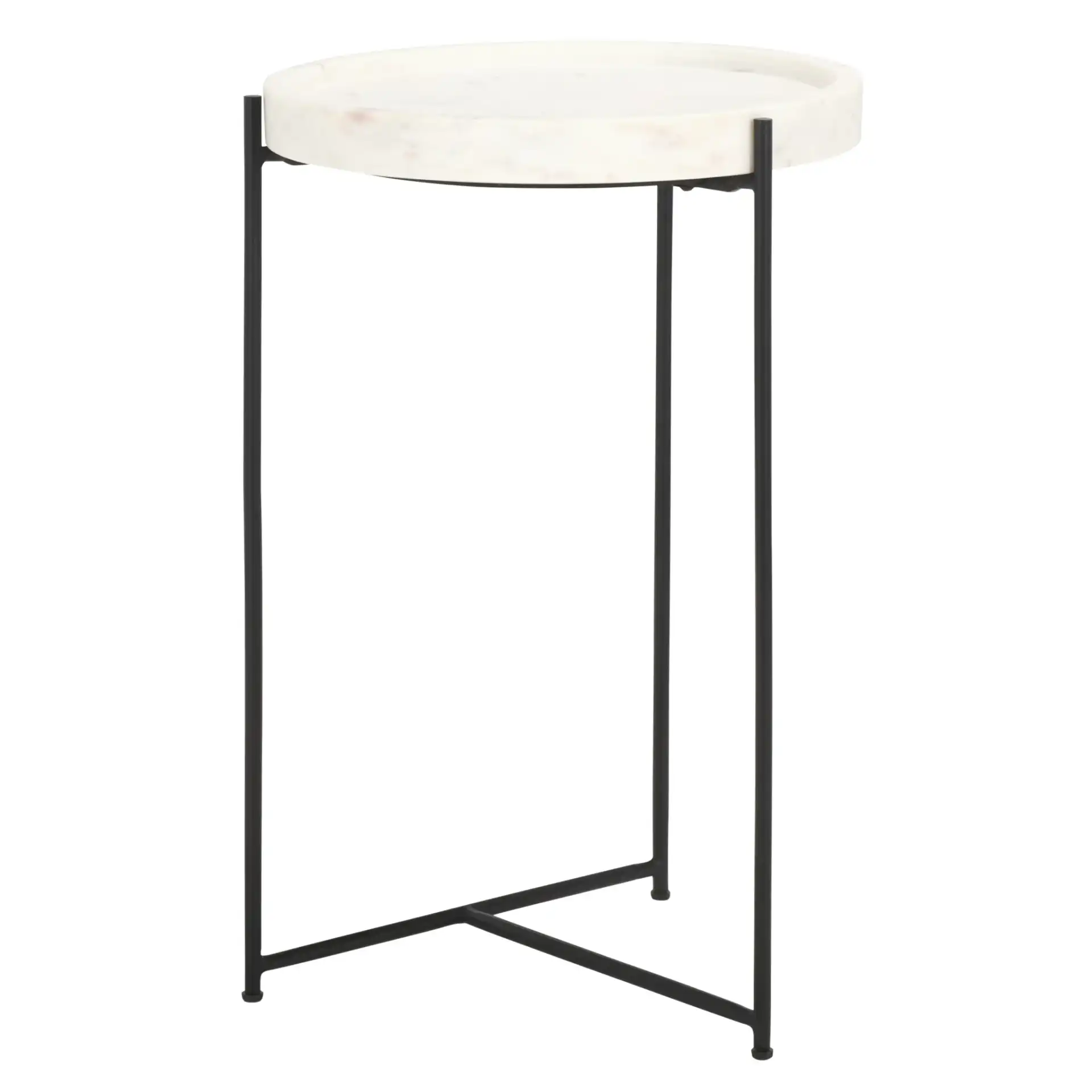 Bavaria Marble Side Table in White / Black, detail view
