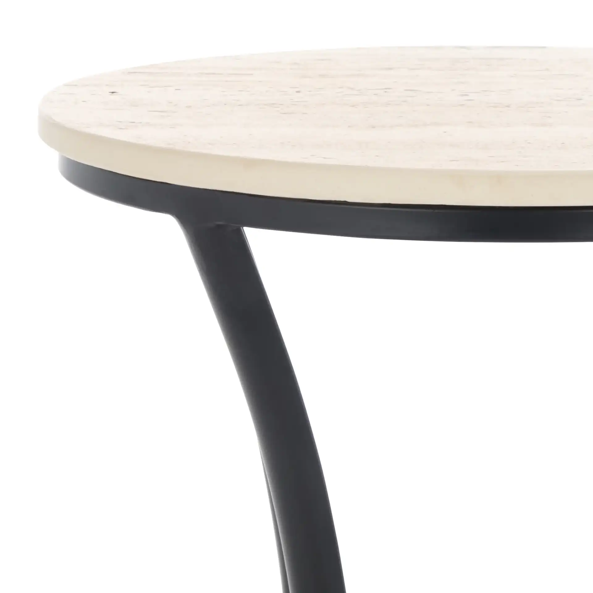Saxony Travertine Side Table in Beige / Black in a styled room