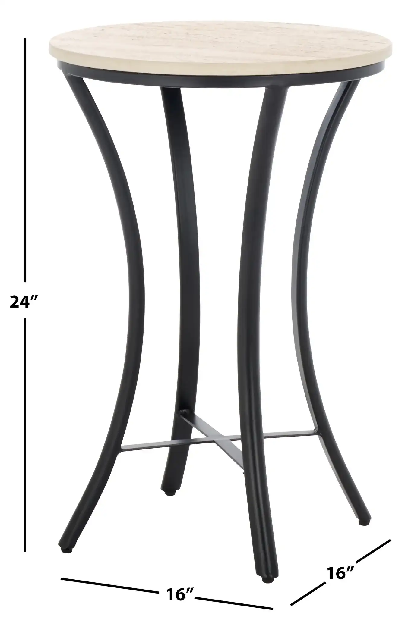 Saxony Travertine Side Table in Beige / Black, detail view