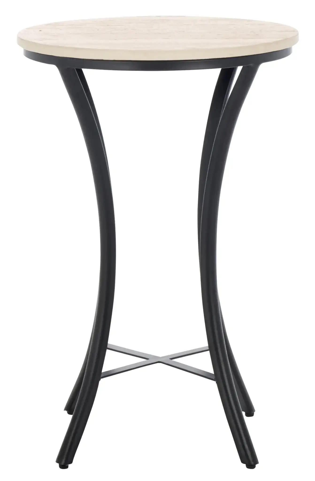 Saxony Travertine Side Table in Beige / Black