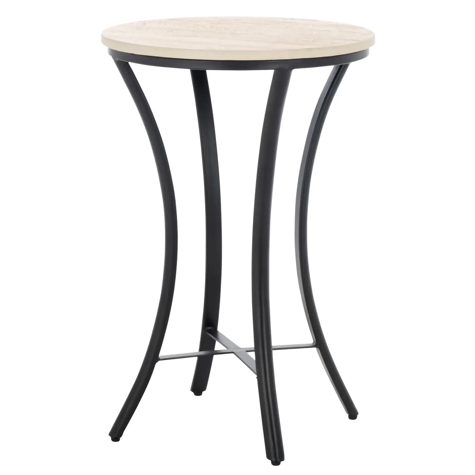 Saxony Travertine Side Table in Beige / Black, detail view