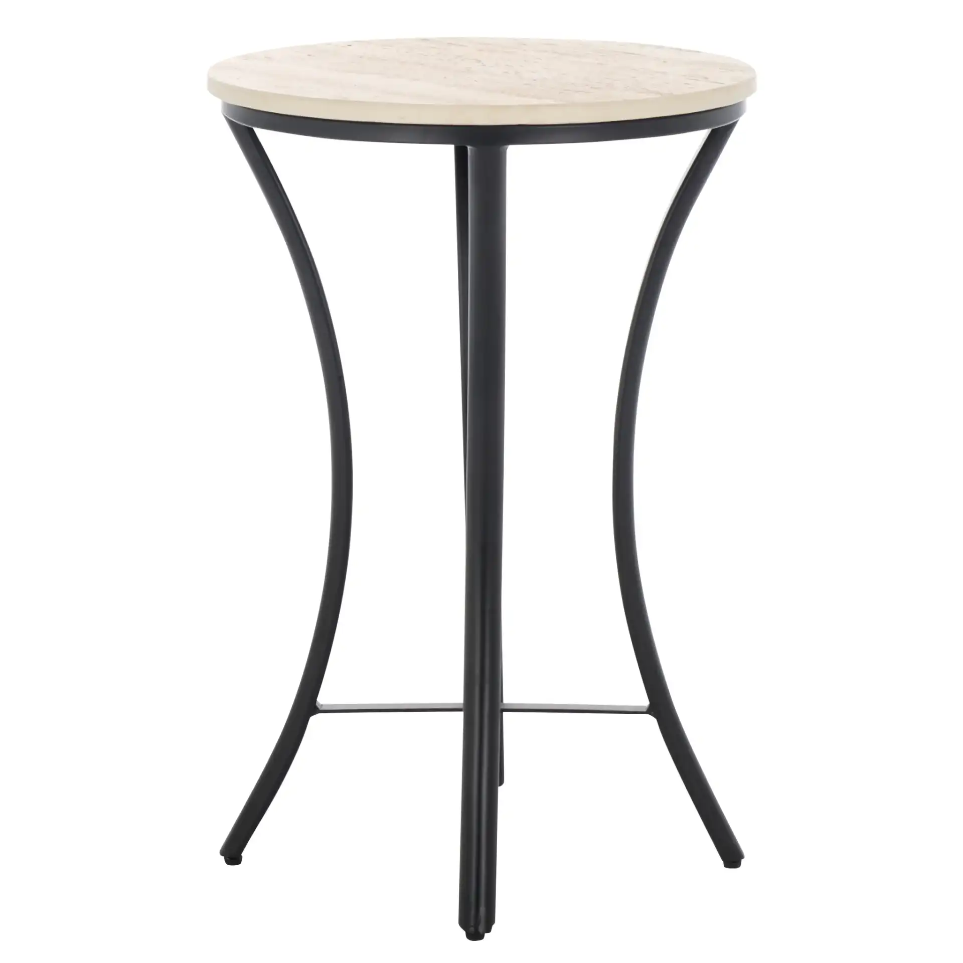Saxony Travertine Side Table in Beige / Black, detail view