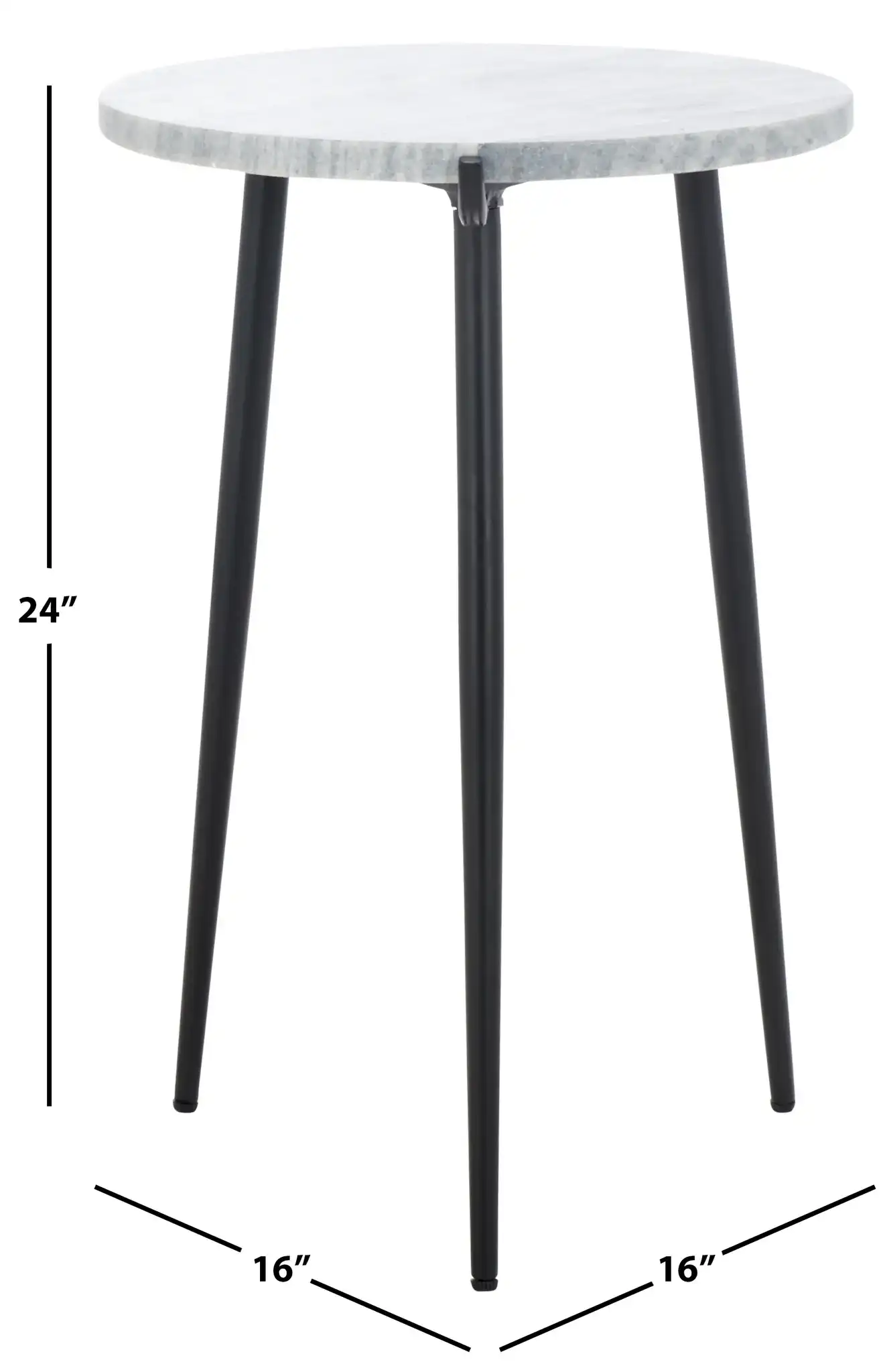 Hesse Marble Side Table in Gray / Black, detail view