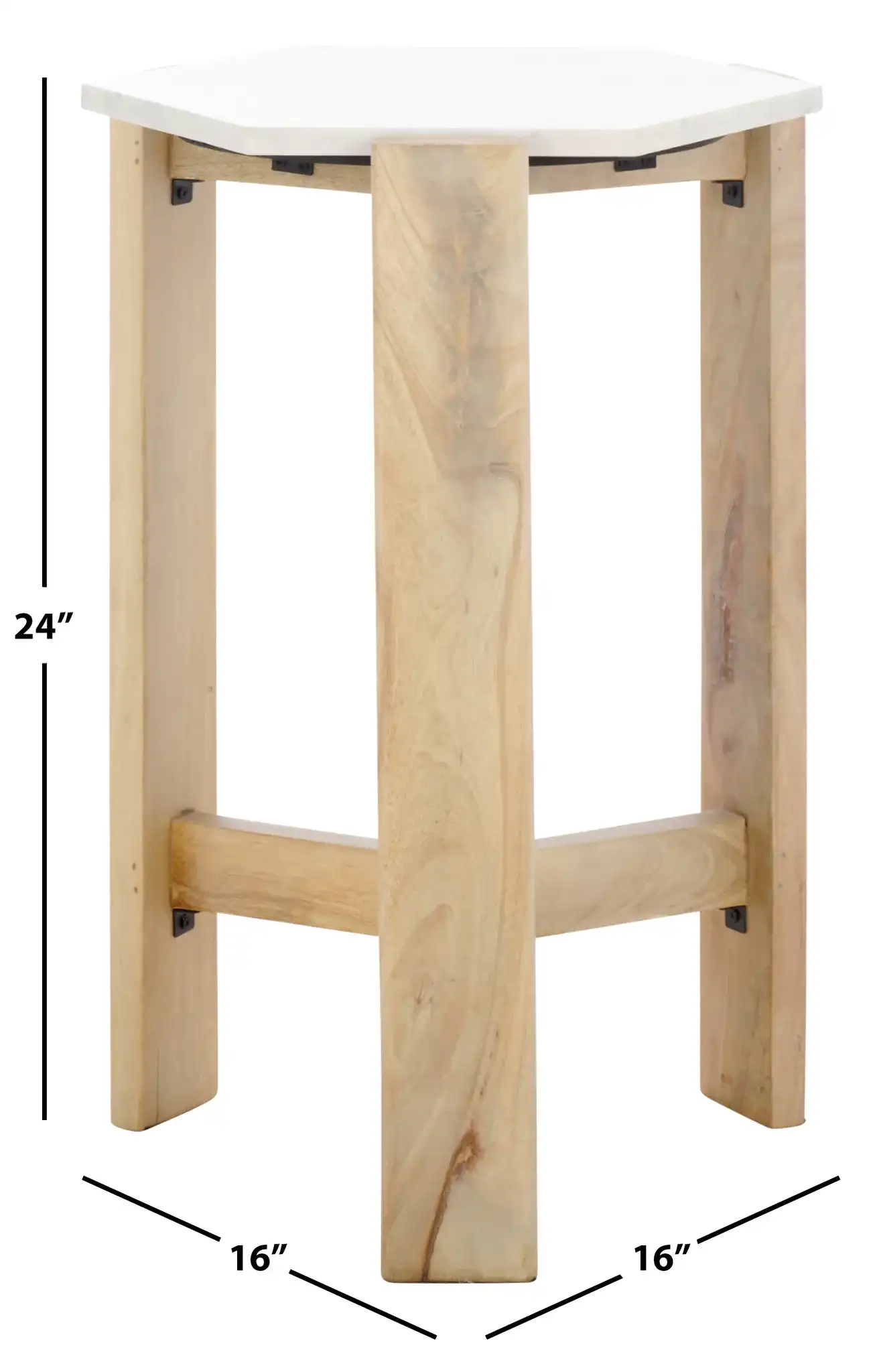 Pisa Marble Side Table in White / Natural, detail view