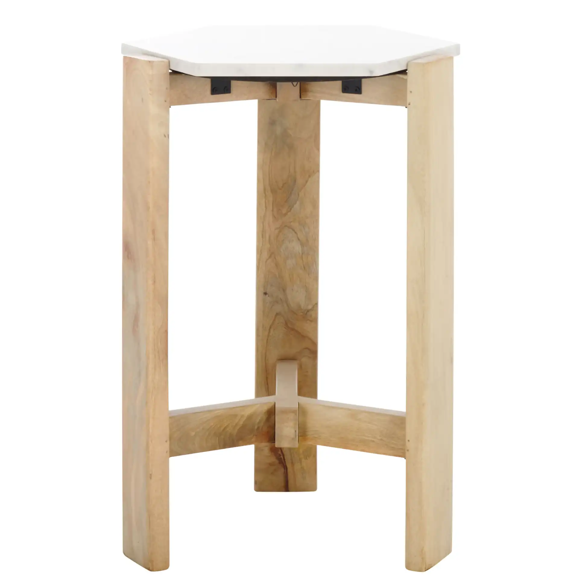 Pisa Marble Side Table in White / Natural, detail view