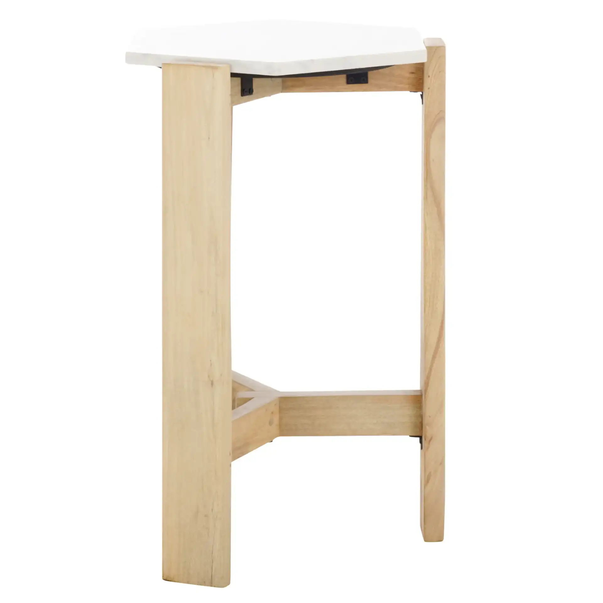 Pisa Marble Side Table in White / Natural, detail view