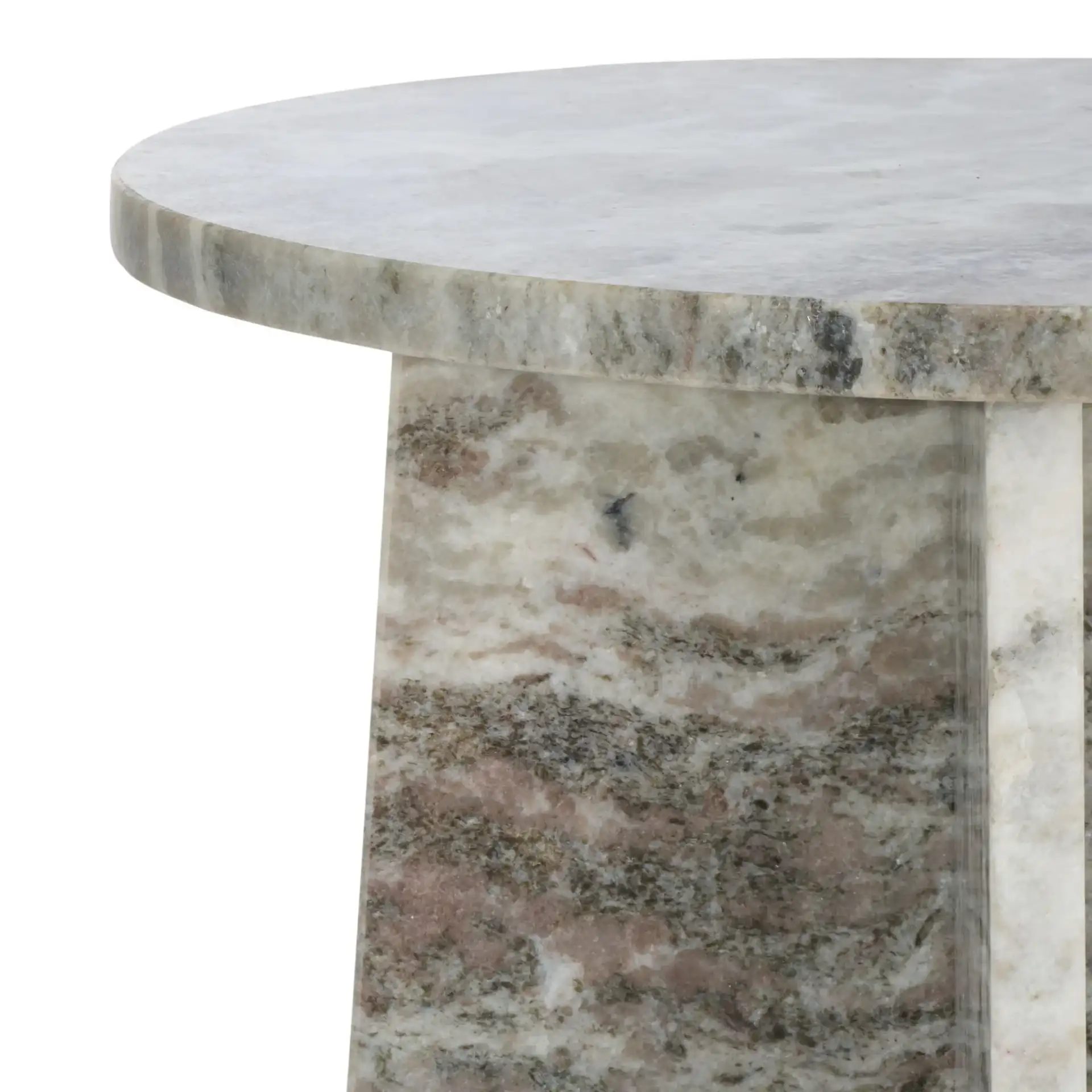 Mariabelle Marble Side Table in Gray / Green in a styled room