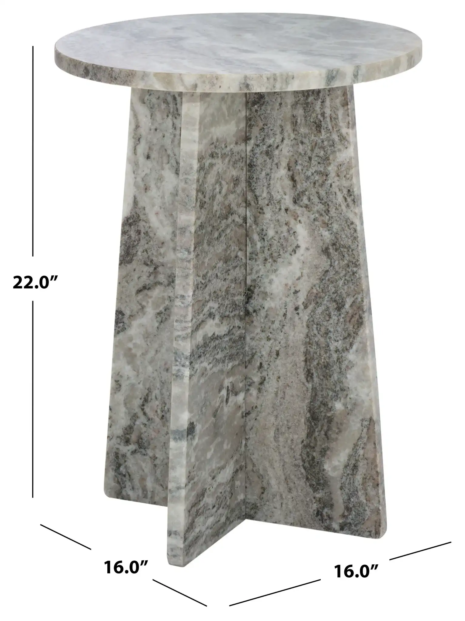 Mariabelle Marble Side Table in Gray / Green, detail view