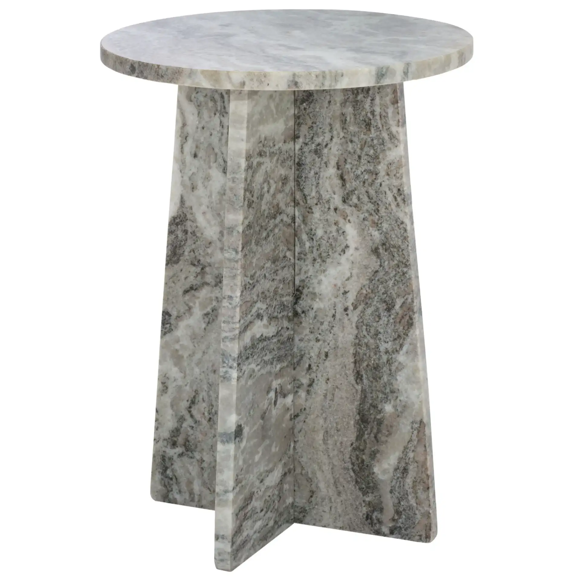 Mariabelle Marble Side Table in Gray / Green, detail view