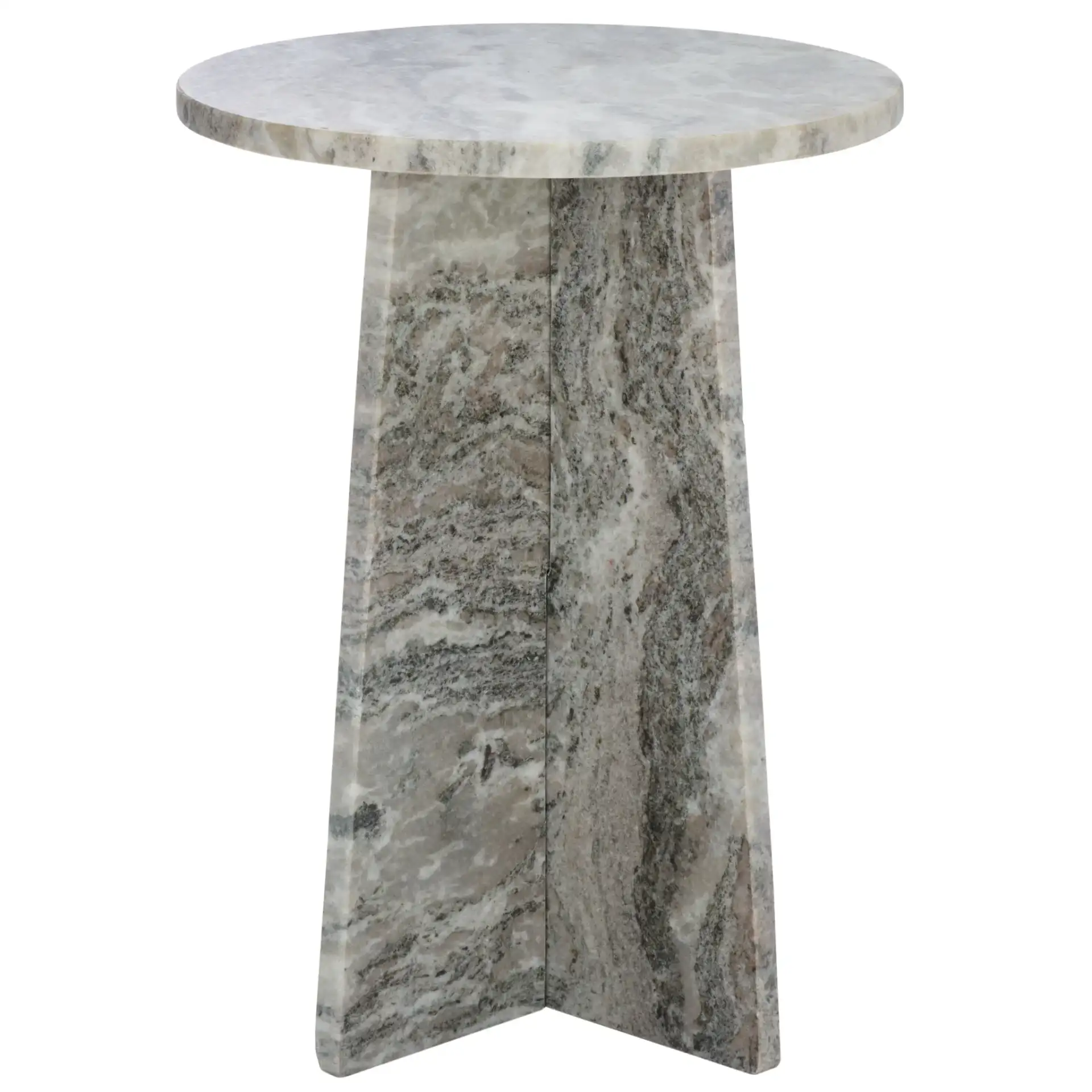 Mariabelle Marble Side Table in Gray / Green, detail view