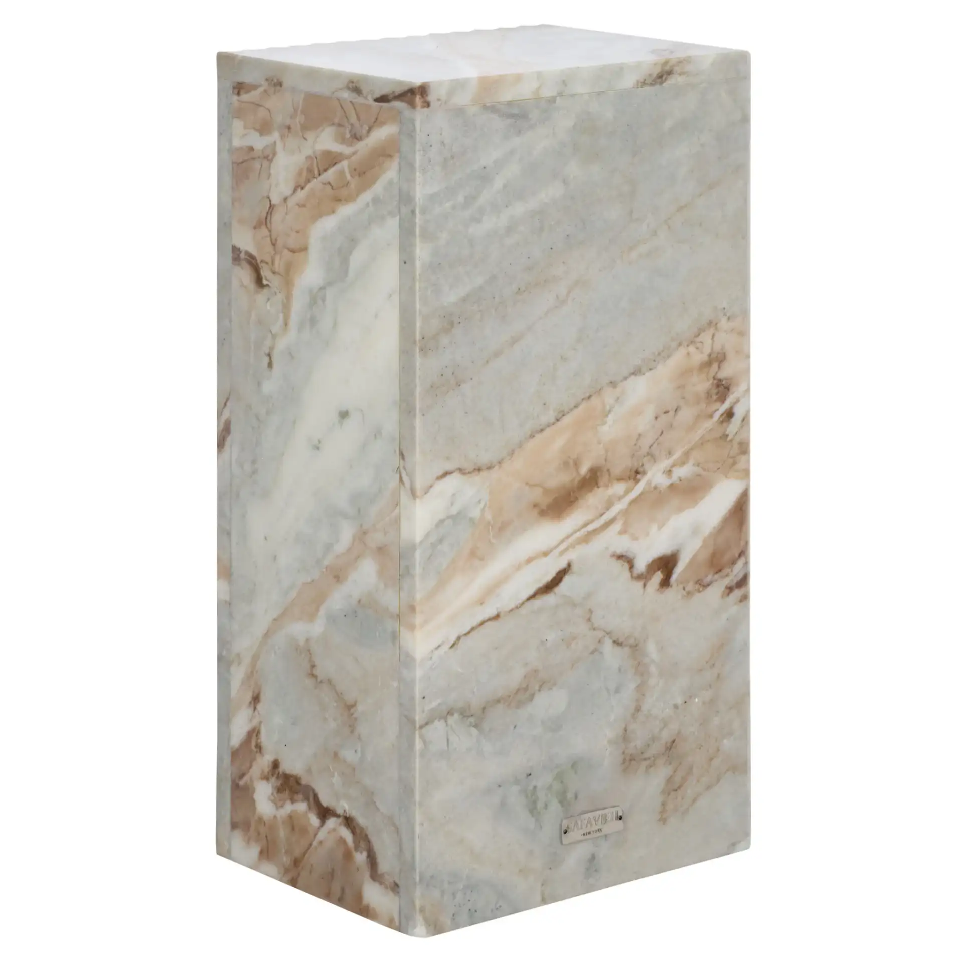 Abriana Marble Side Table in Brown / Gray, detail view