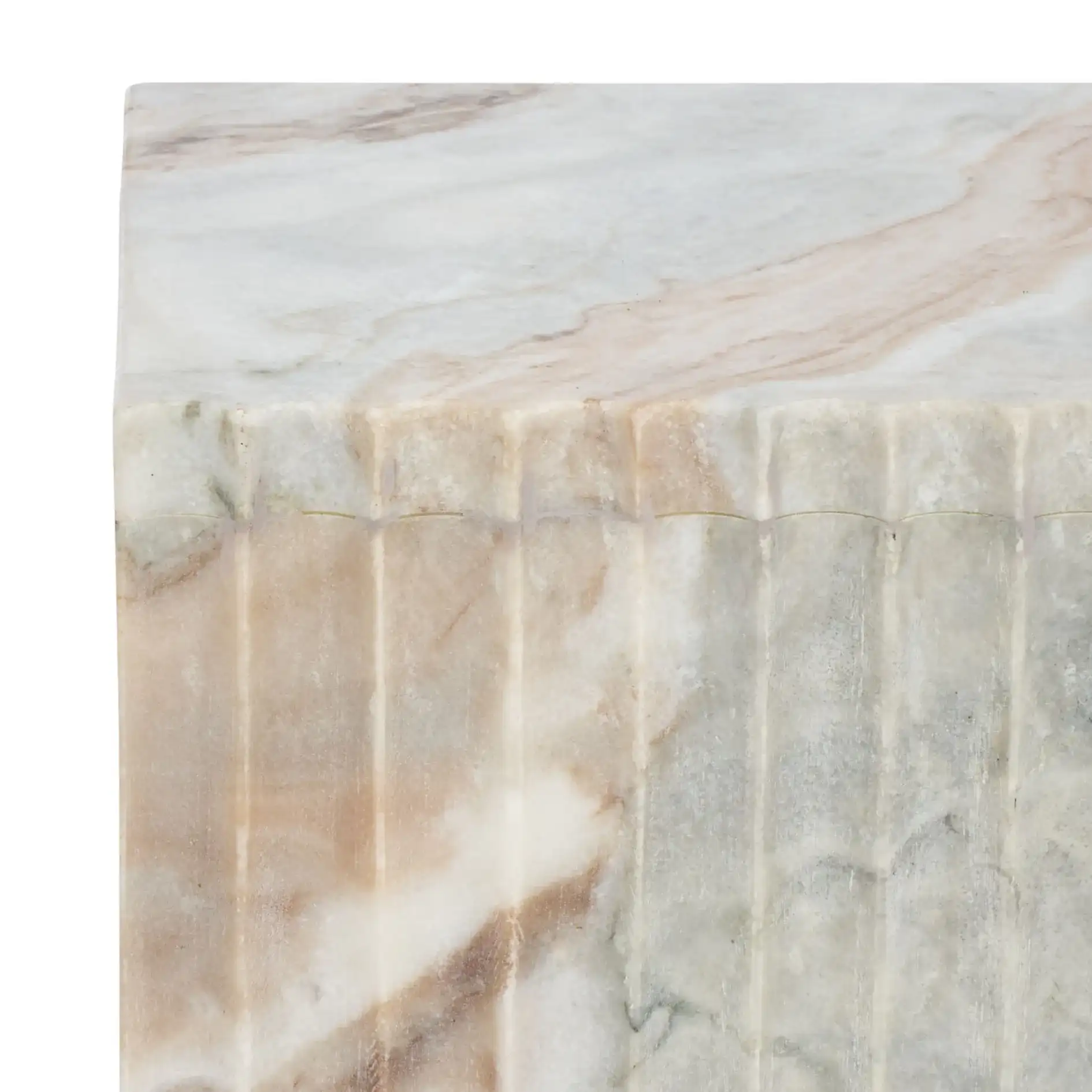 Abriana Marble Side Table in Brown / Gray in a styled room