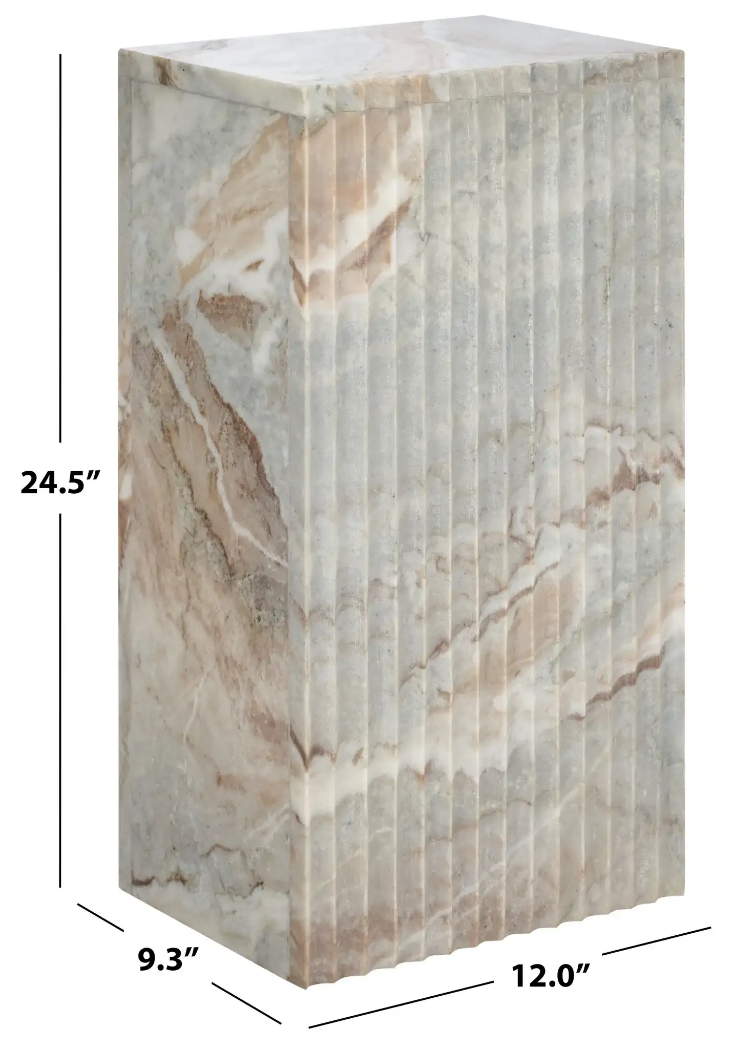 Abriana Marble Side Table in Brown / Gray, detail view