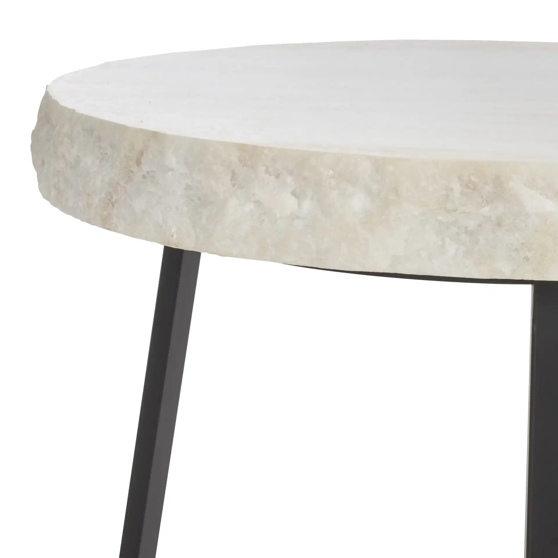 Elenore Marble Side Table in Cream / Black in a styled room