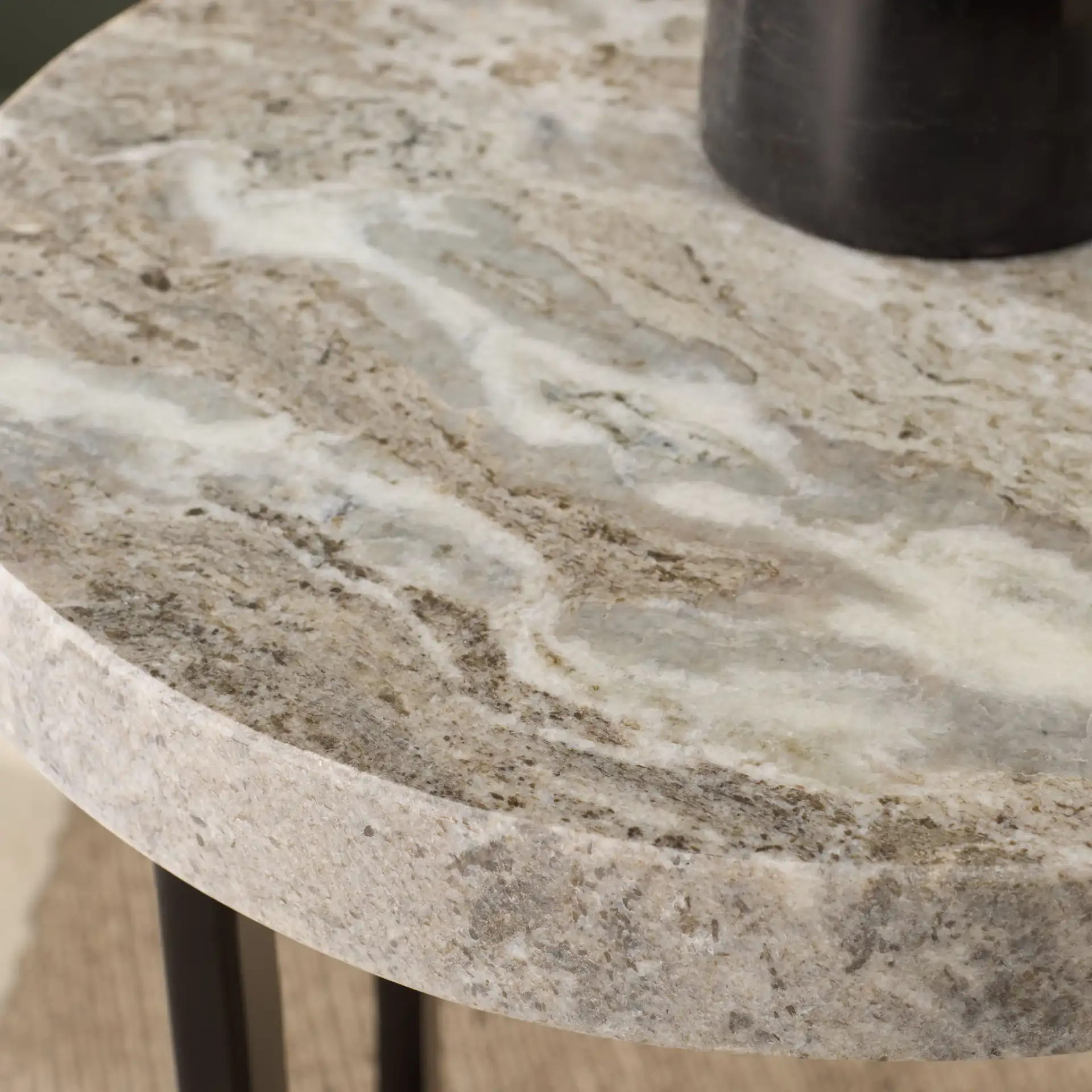 Marasu Marble Side Table in Green Gray / Black in a styled room