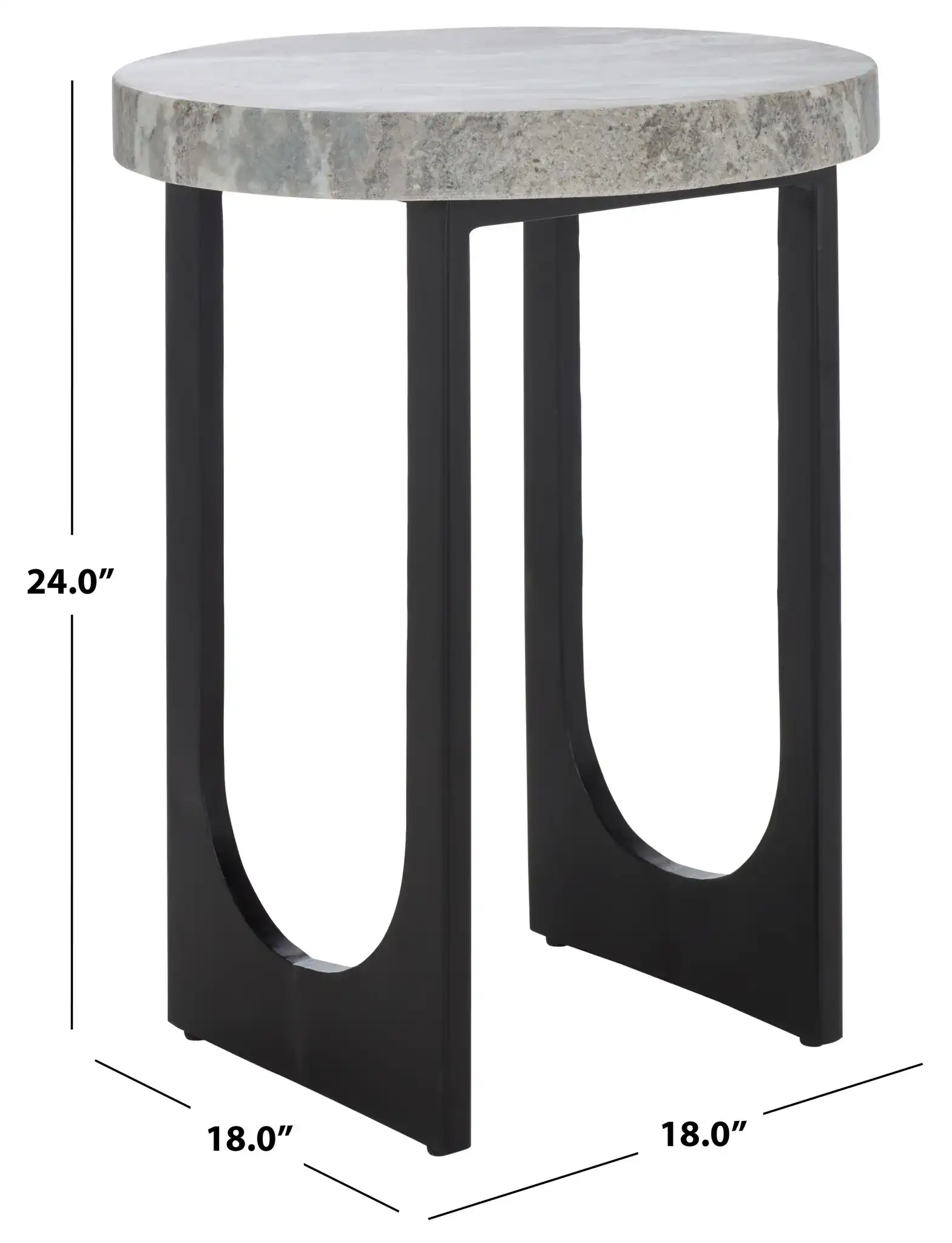 Marasu Marble Side Table in Green Gray / Black, detail view