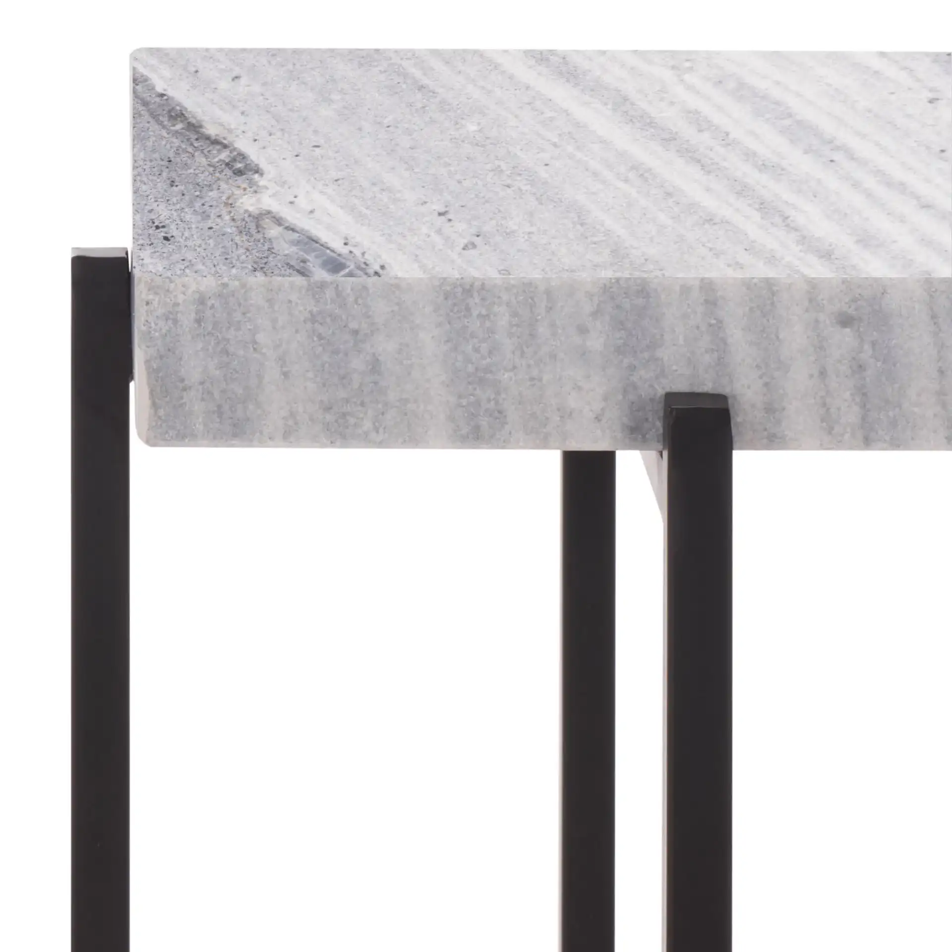 Aloha Marble Side Table in Gray / Black in a styled room