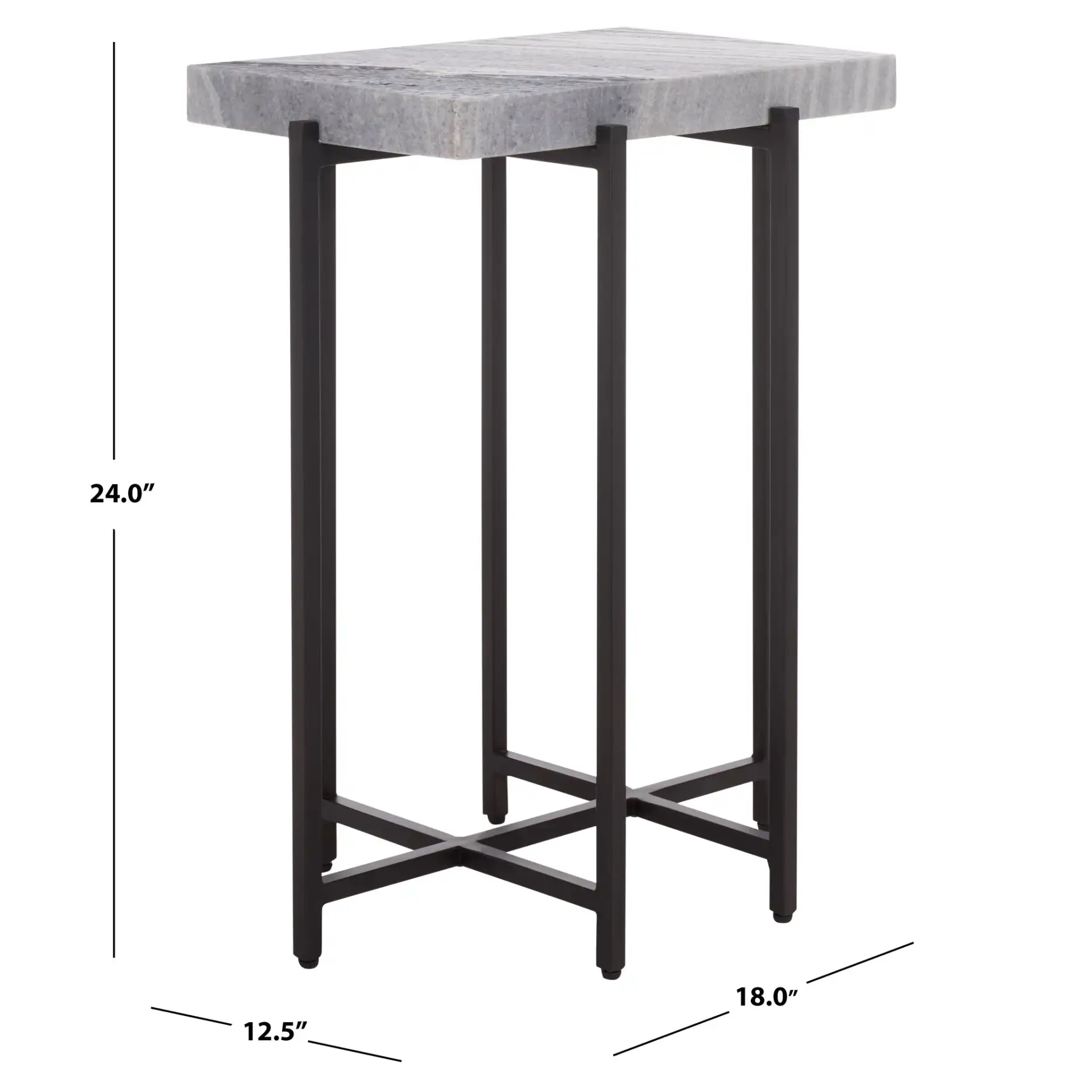 Aloha Marble Side Table in Gray / Black, detail view