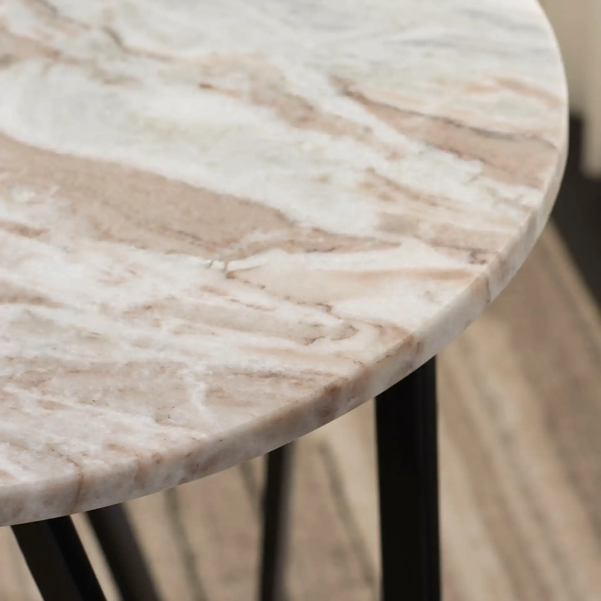 Reni Marble Side Table in Brown / Black in a styled room