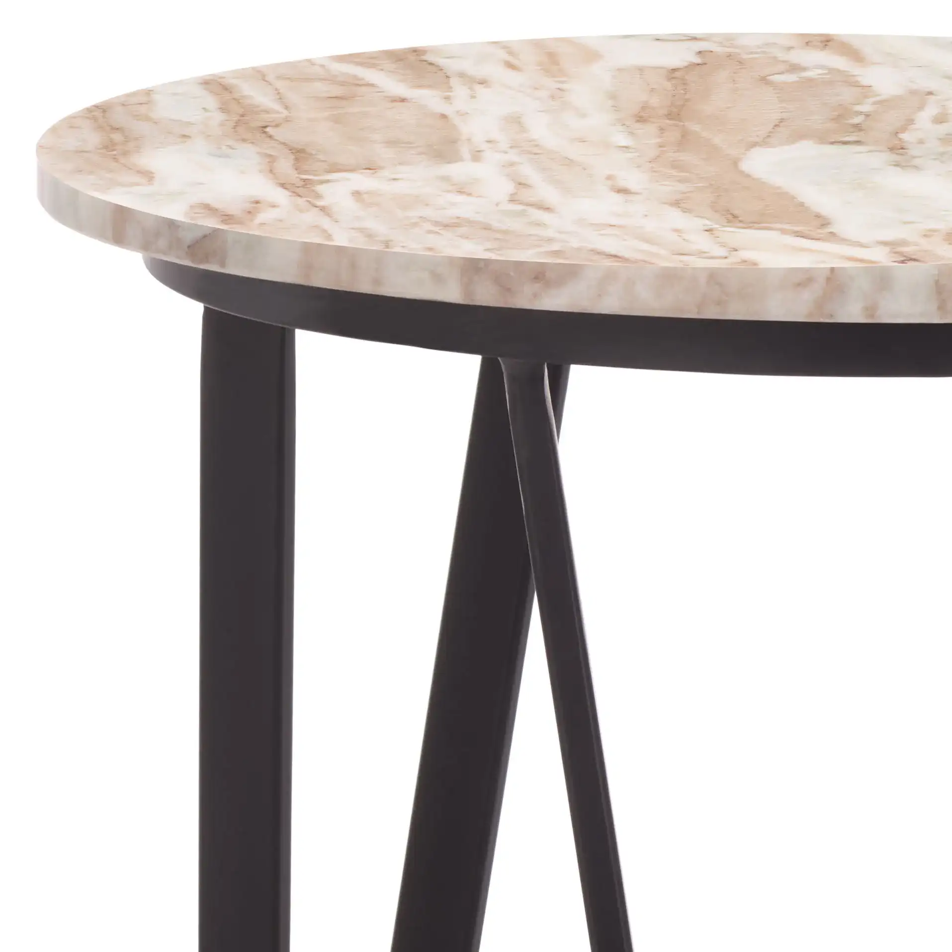 Reni Marble Side Table in Brown / Black in a styled room