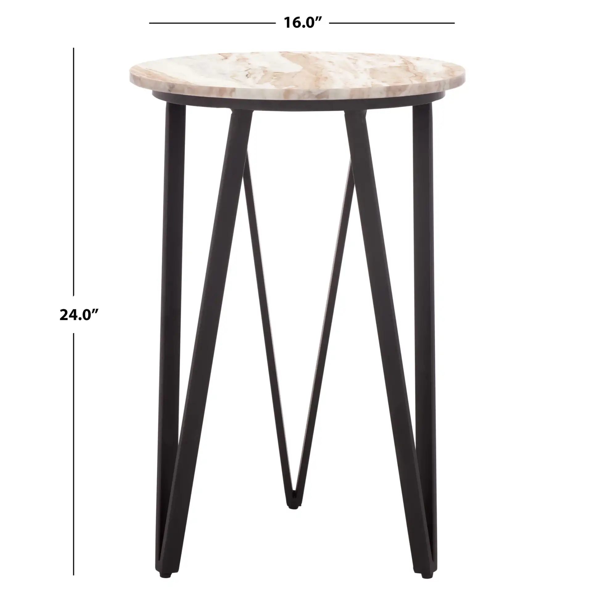 Reni Marble Side Table in Brown / Black, detail view