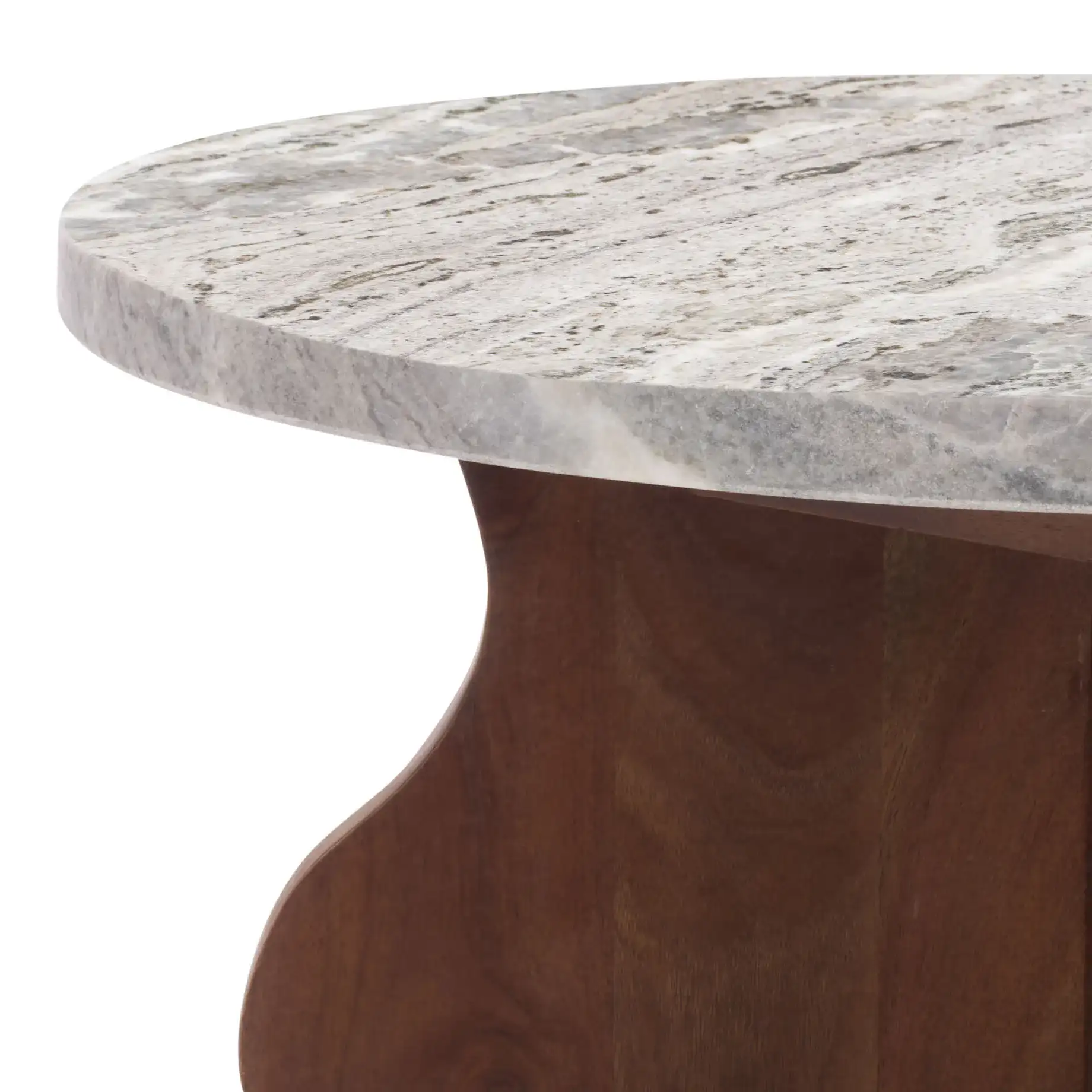 Galih Marble Side Table in Gray / Dark Brown in a styled room