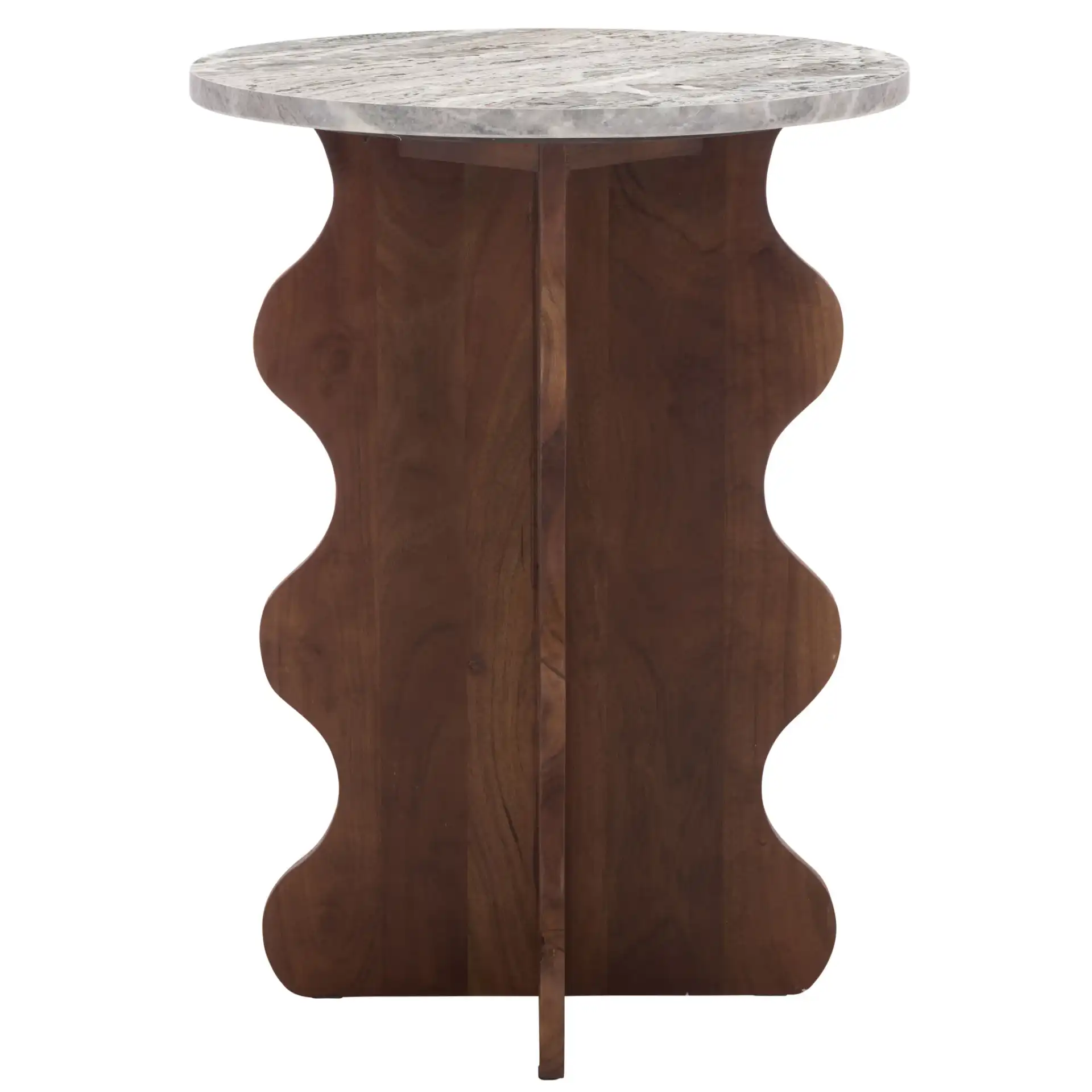 Galih Marble Side Table in Gray / Dark Brown