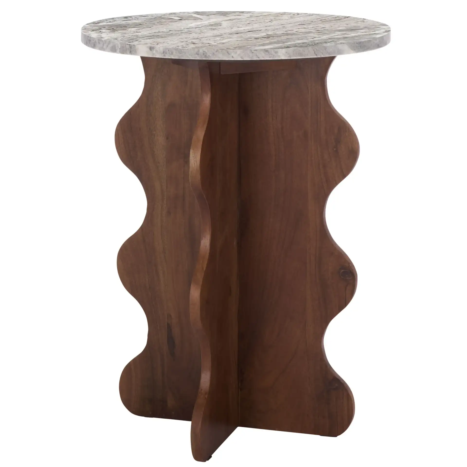 Galih Marble Side Table in Gray / Dark Brown, detail view