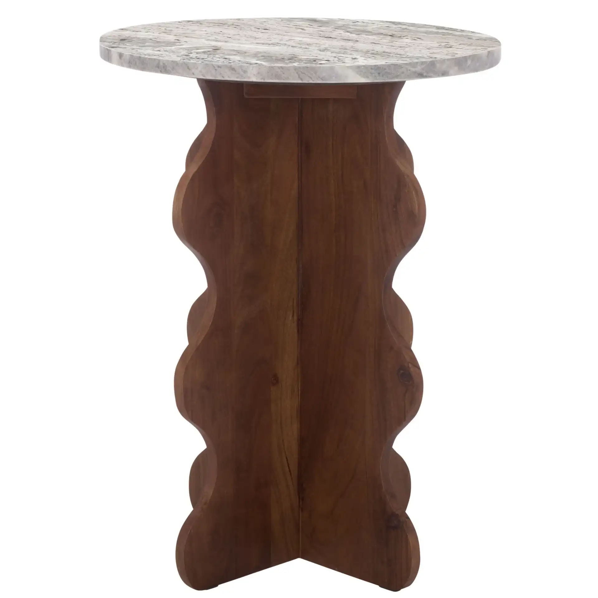 Galih Marble Side Table in Gray / Dark Brown, detail view