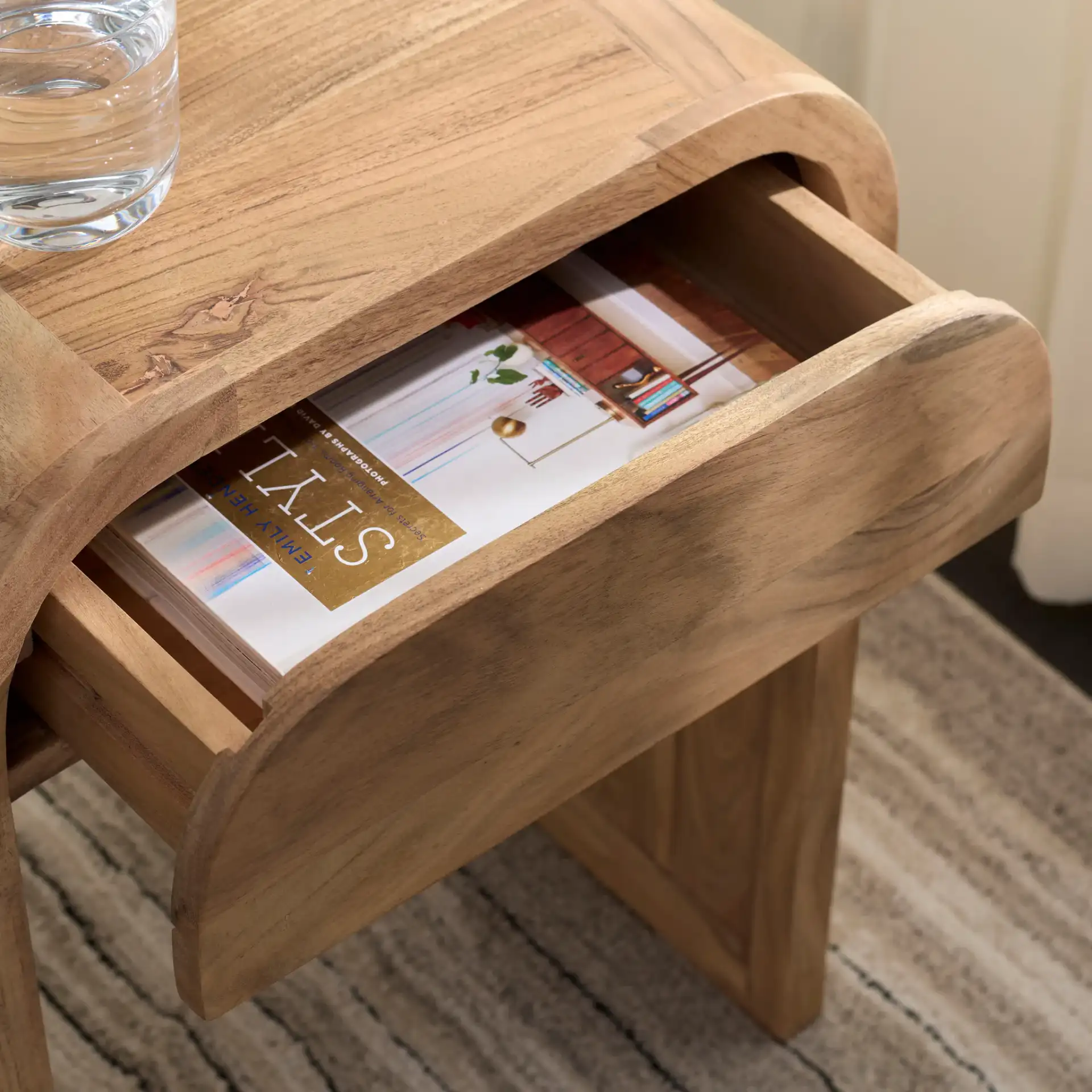 Amaki Side Table in Natural in a styled room