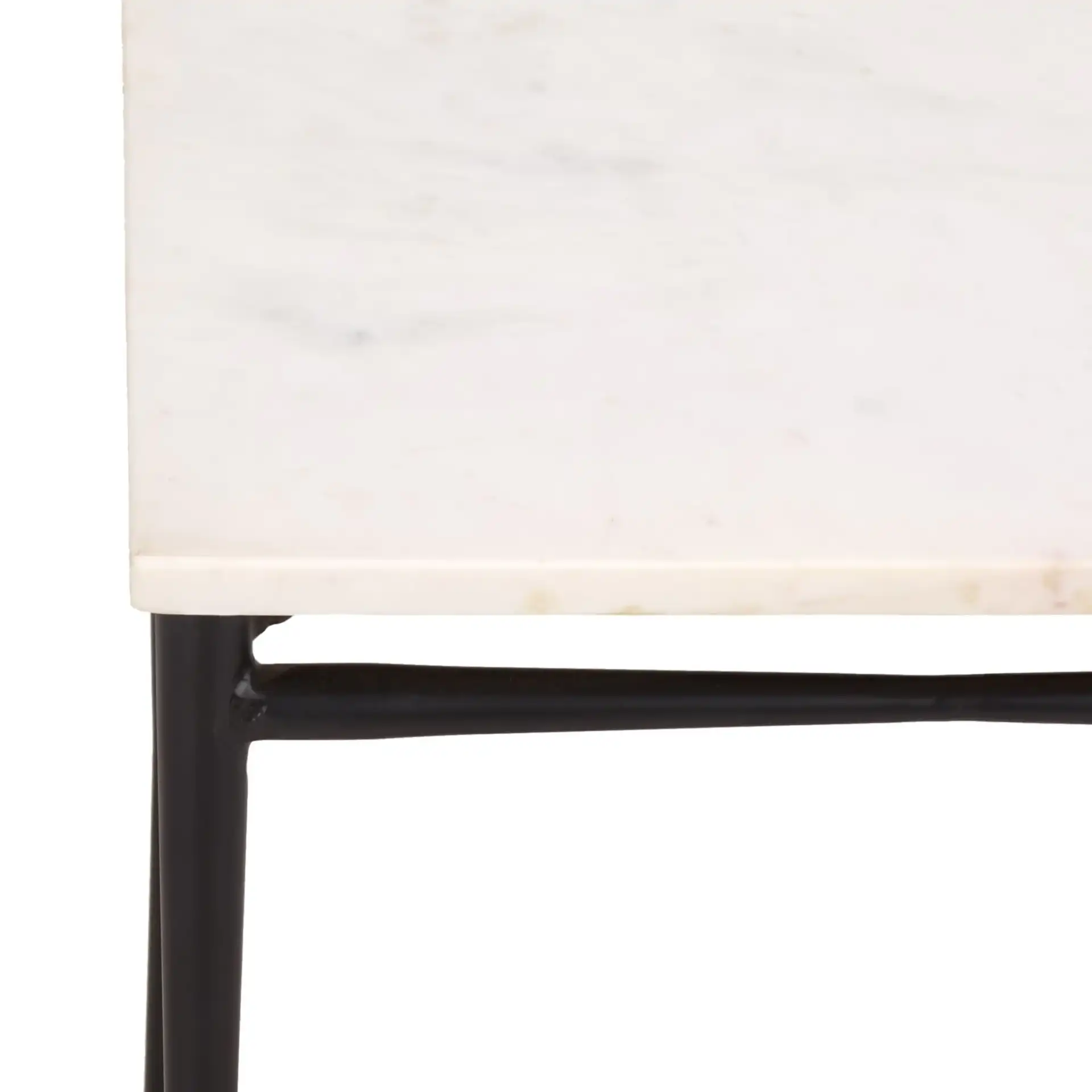 Nadezhda Marble Accent Table in White / Black in a styled room