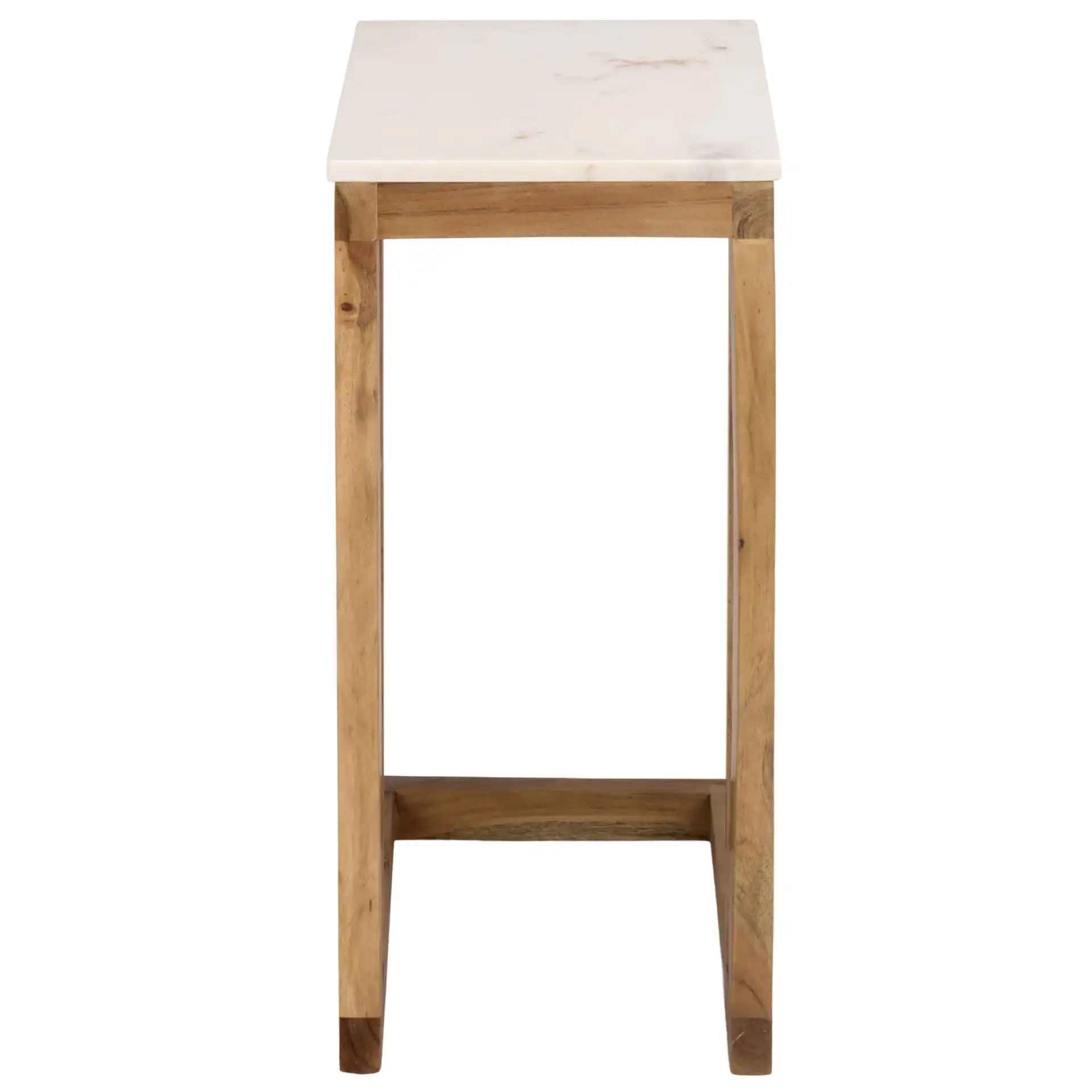 Zinaida Marble Accent Table in White / Natural, detail view